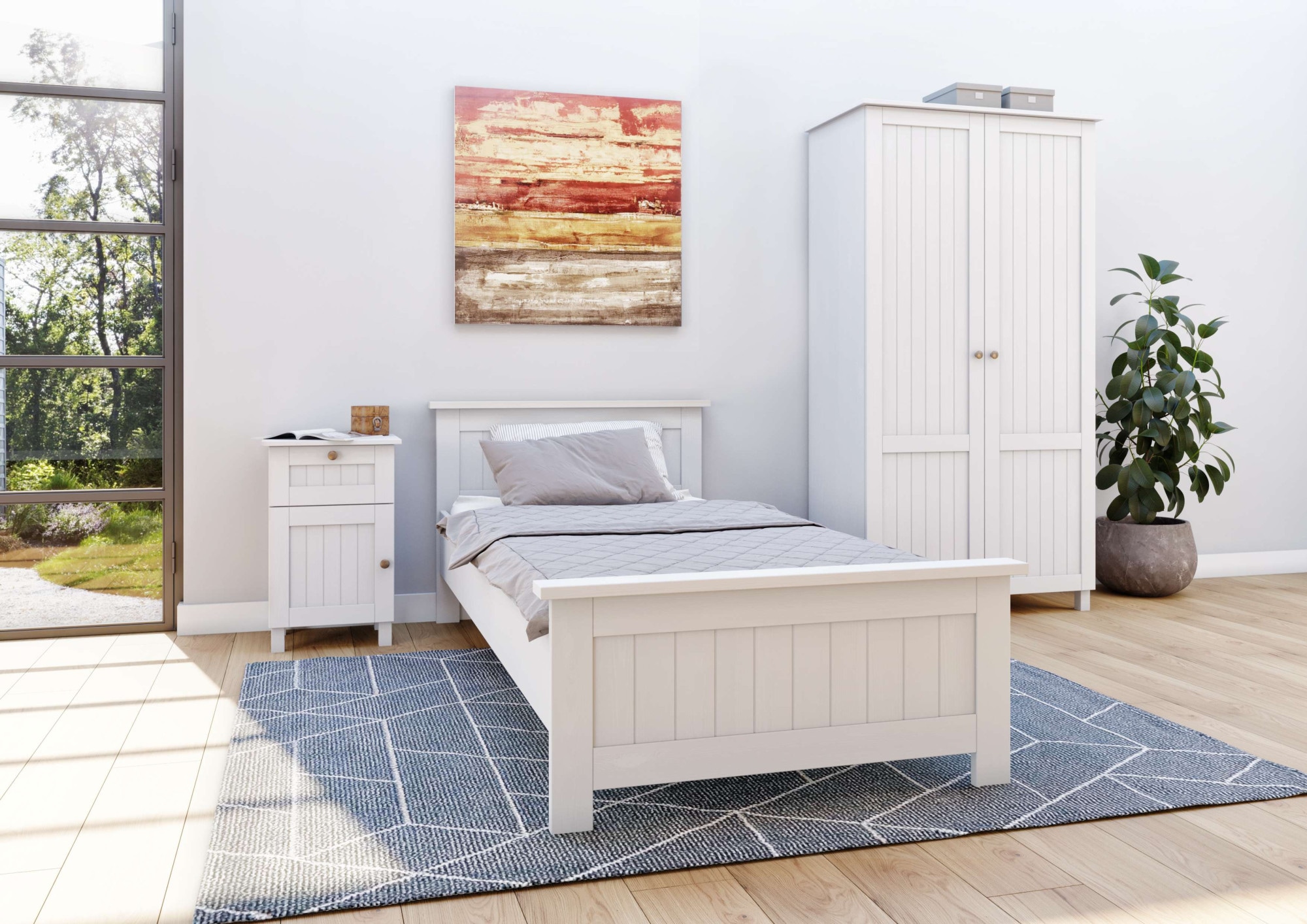 Massivholzbett OTTO HOME "Juventus, Bett, Massivholzbett, Holzbett, Bettrahmen", weiß, B:102cm H:77cm L:208cm, Betten, Massivholzbett, Breite 90 cm, aus massiver Kiefer, FSC-zertifiziert