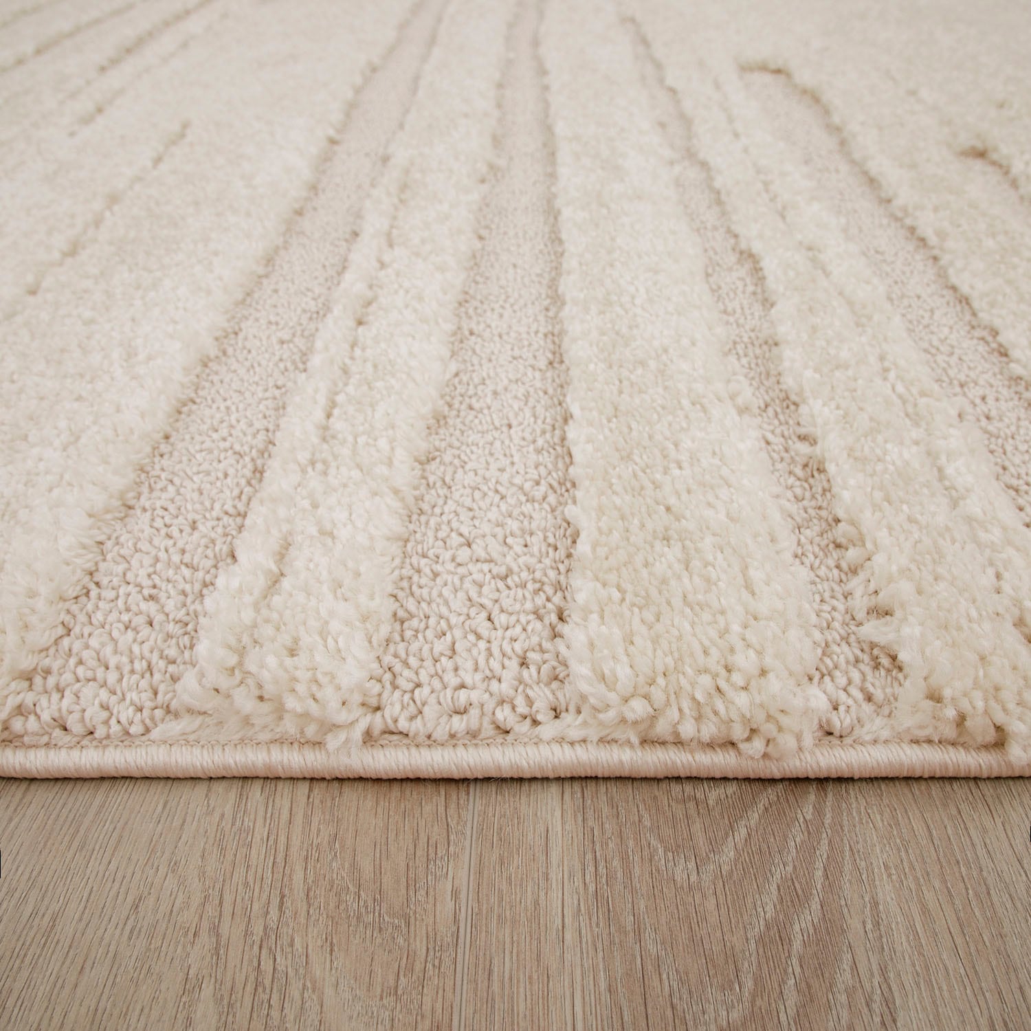 Paco Home Hochflor-Teppich »Genua 742«, rechteckig, 34 mm Höhe, Uni-Farben, Hoch-Tief Effekt, gestreift, modernes Design, Flor
