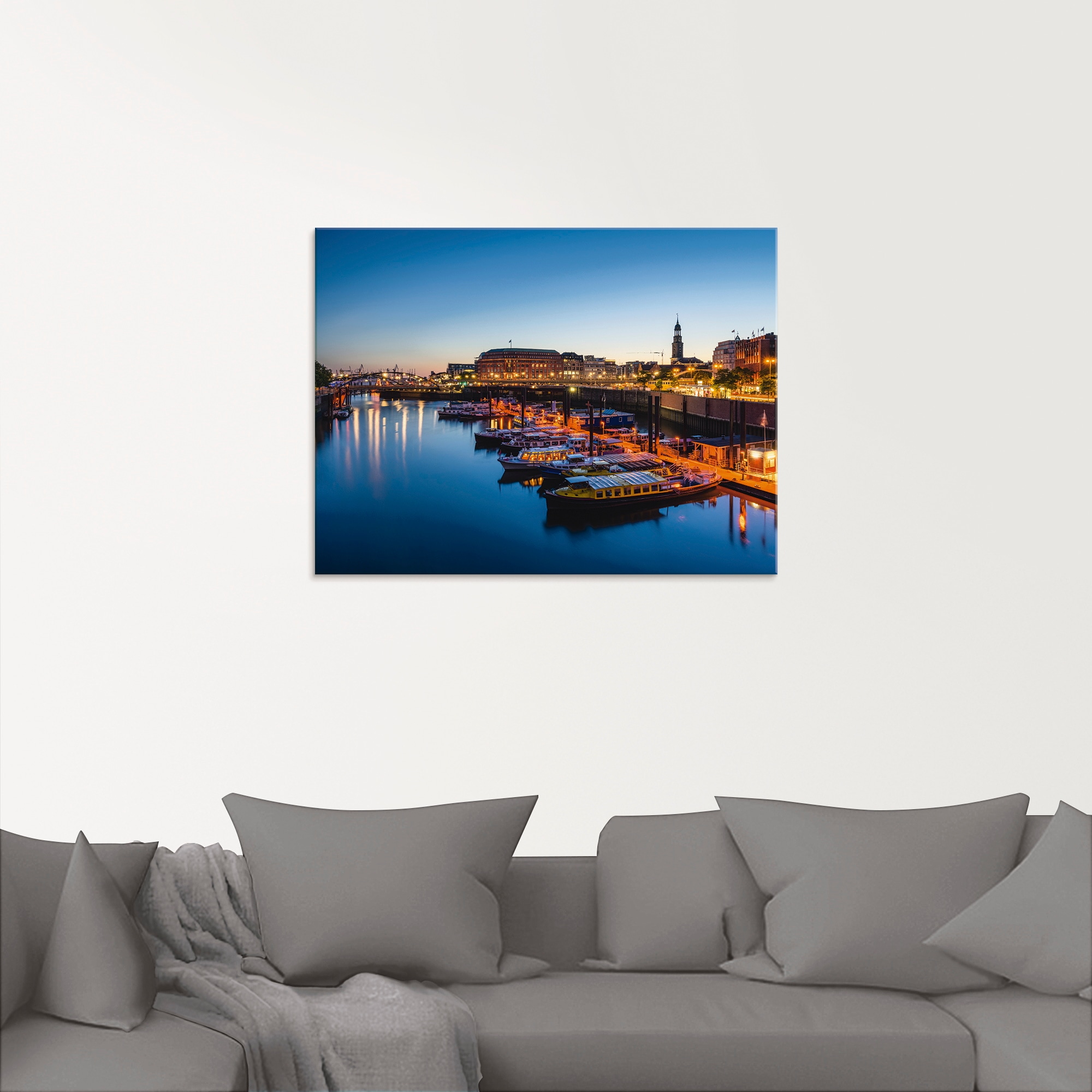 Artland Glasbild "Hamburg Hafen Panorama mit Michel", Deutschland, (1 St.), günstig online kaufen