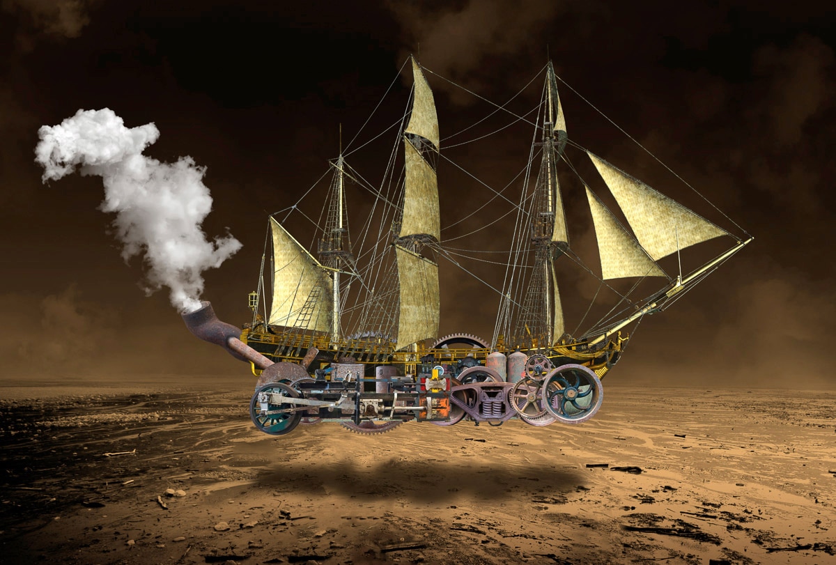 Papermoon Fototapete »Steampunk Segelschiff« günstig online kaufen