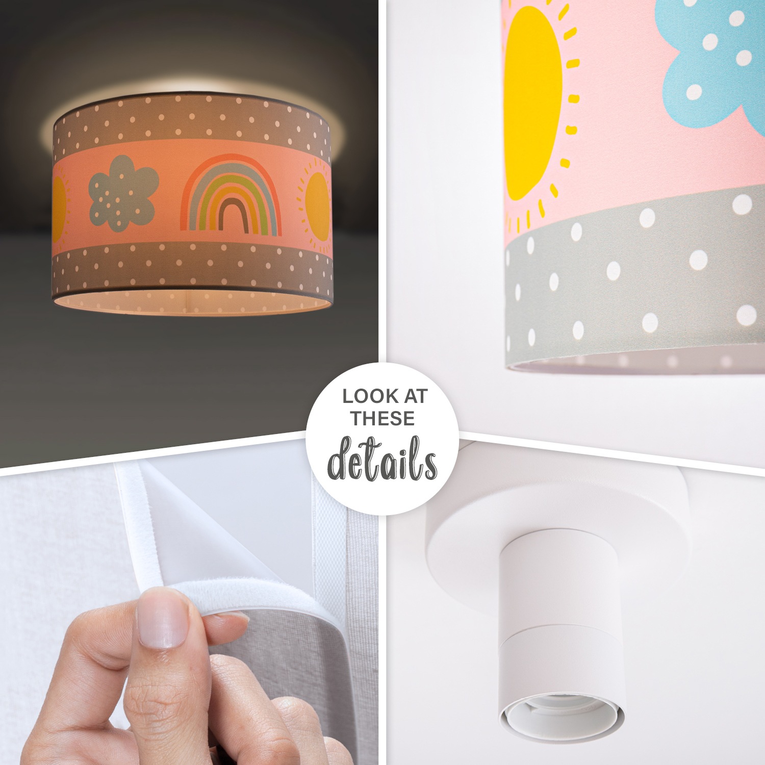 Paco Home Deckenleuchte »Cosmo 962«, 1 flammig, Leuchtmittel E27 | ohne Leuchtmittel, Lampe Kinderzimmer Deckenlampe Regenbogen Sonne Rosa Grau Weiß E27