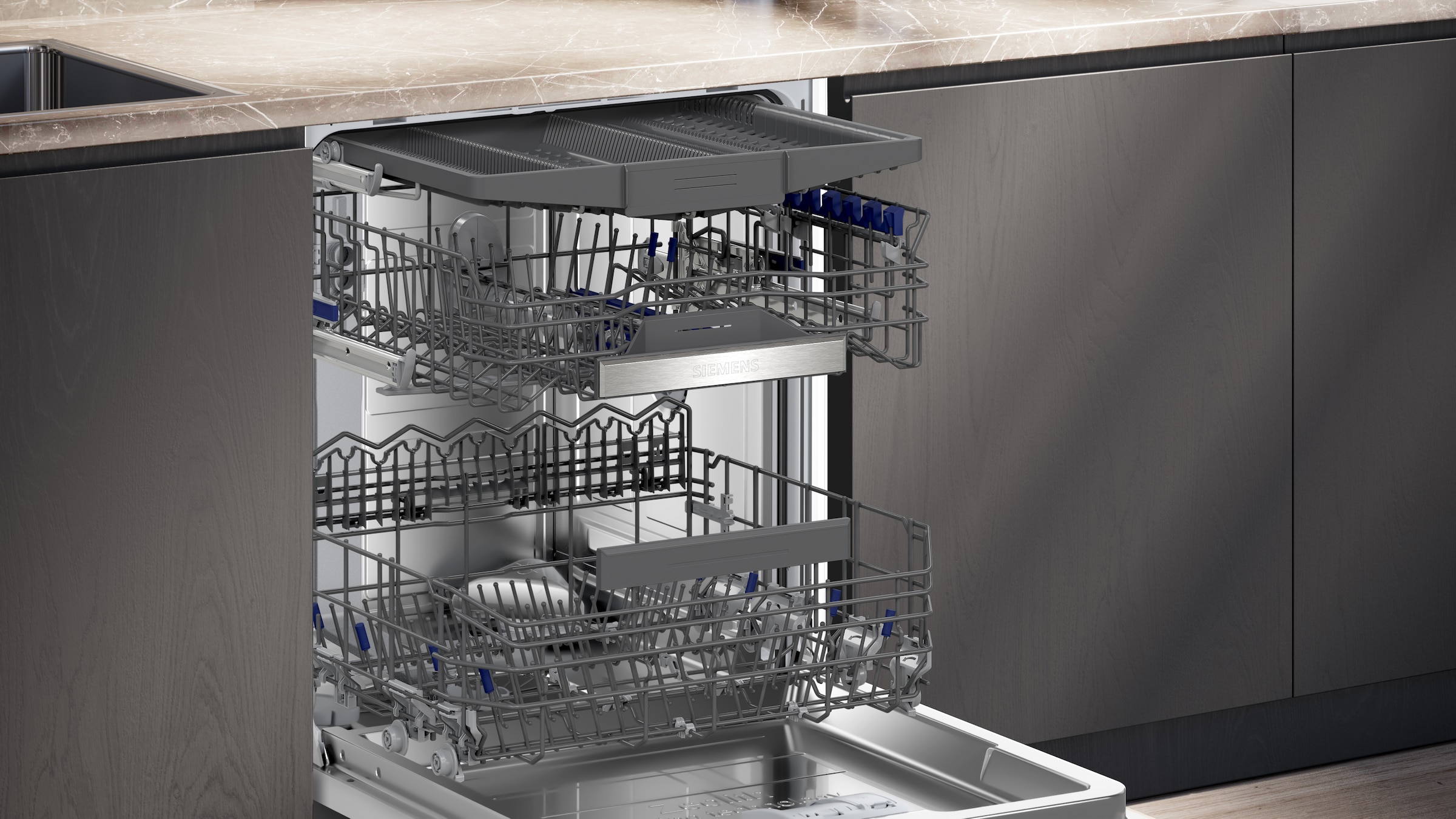 SIEMENS vollintegrierbarer Geschirrspüler iQ500 »SN65ZX17CE« 14 tlg. Maßgedecke