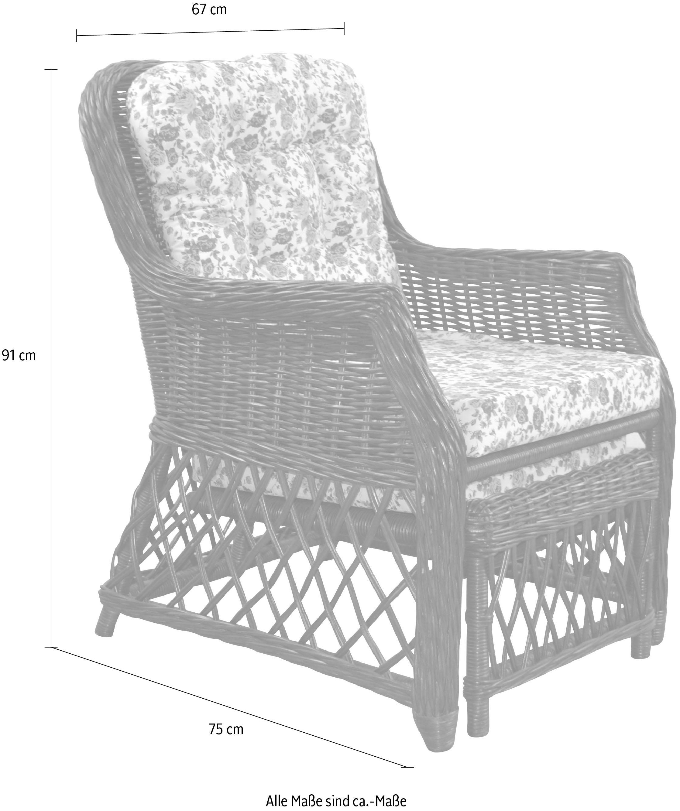 Home affaire (67/75/91) Raten auf Rattanstuhl, Handarbeit, bestellen (B/T/H): Maße