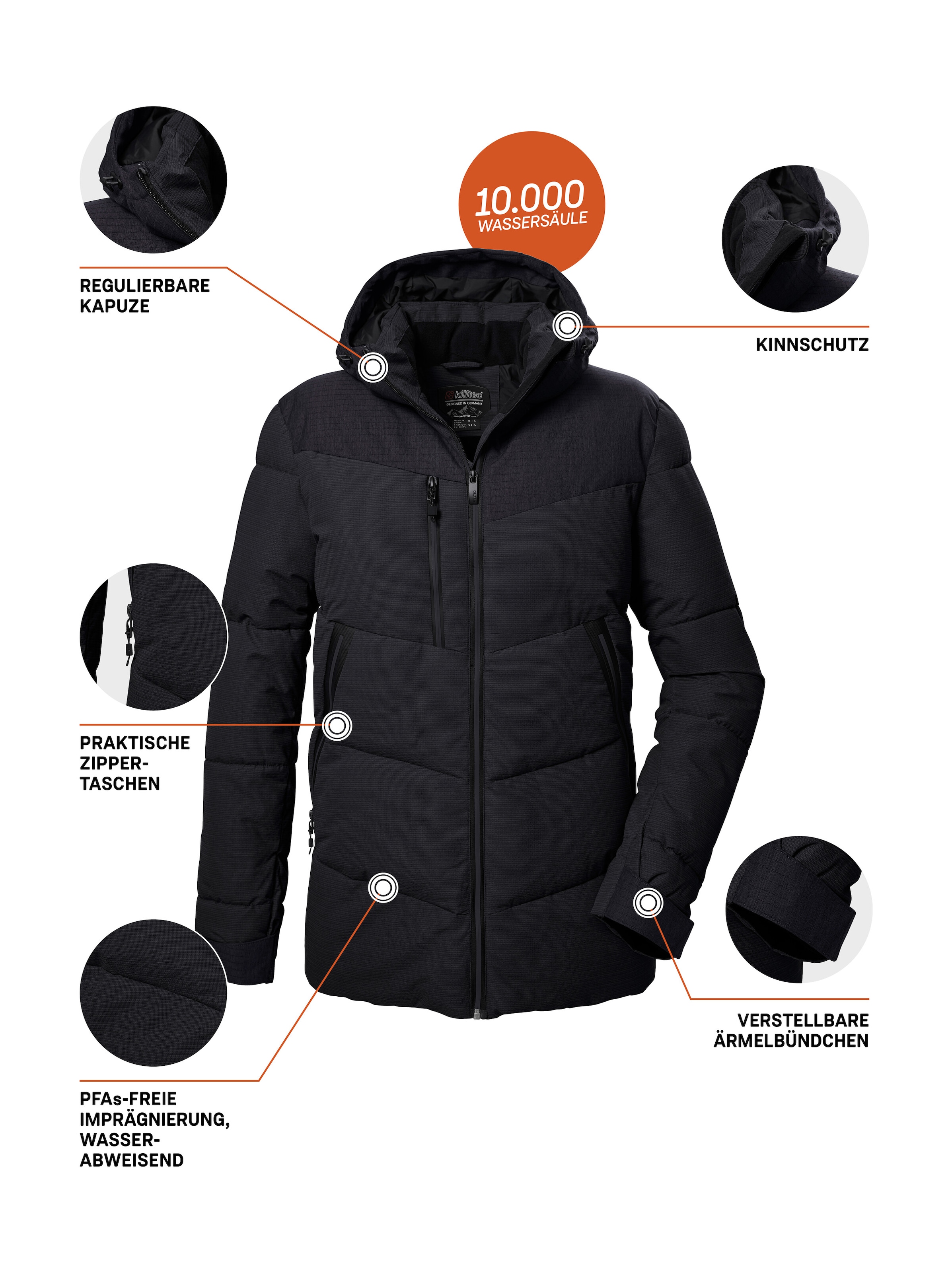 Killtec Steppjacke »KOW 306 MN QLTD JCKT« Herren Steppjacke mit Kapuze, wasserabweisend, atmungsaktiv