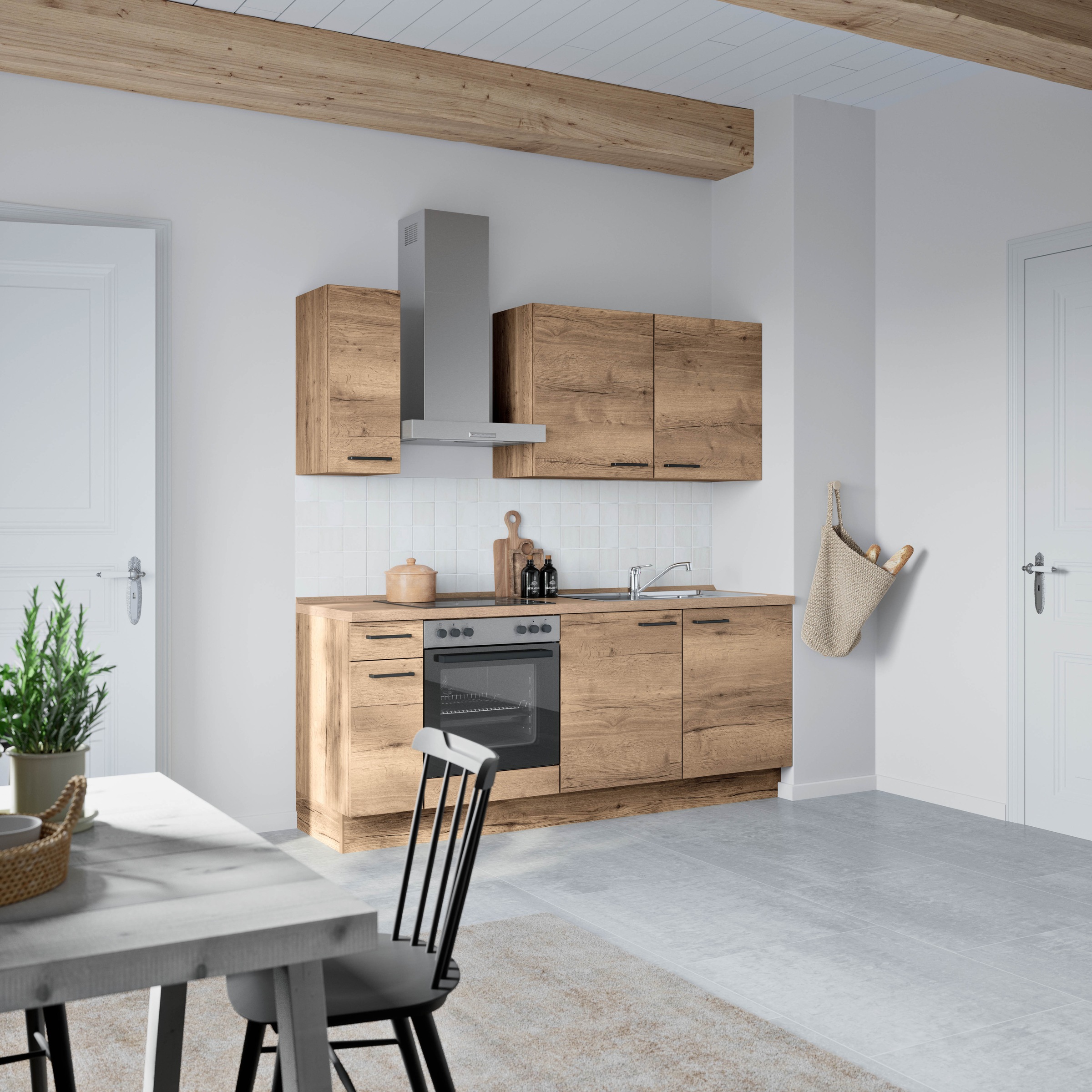 nobilia® Küchenzeile »"Structura I"«, vormontiert, Ausrichtung wählbar, Breite 210 cm, wahlw. mit E-Geräten