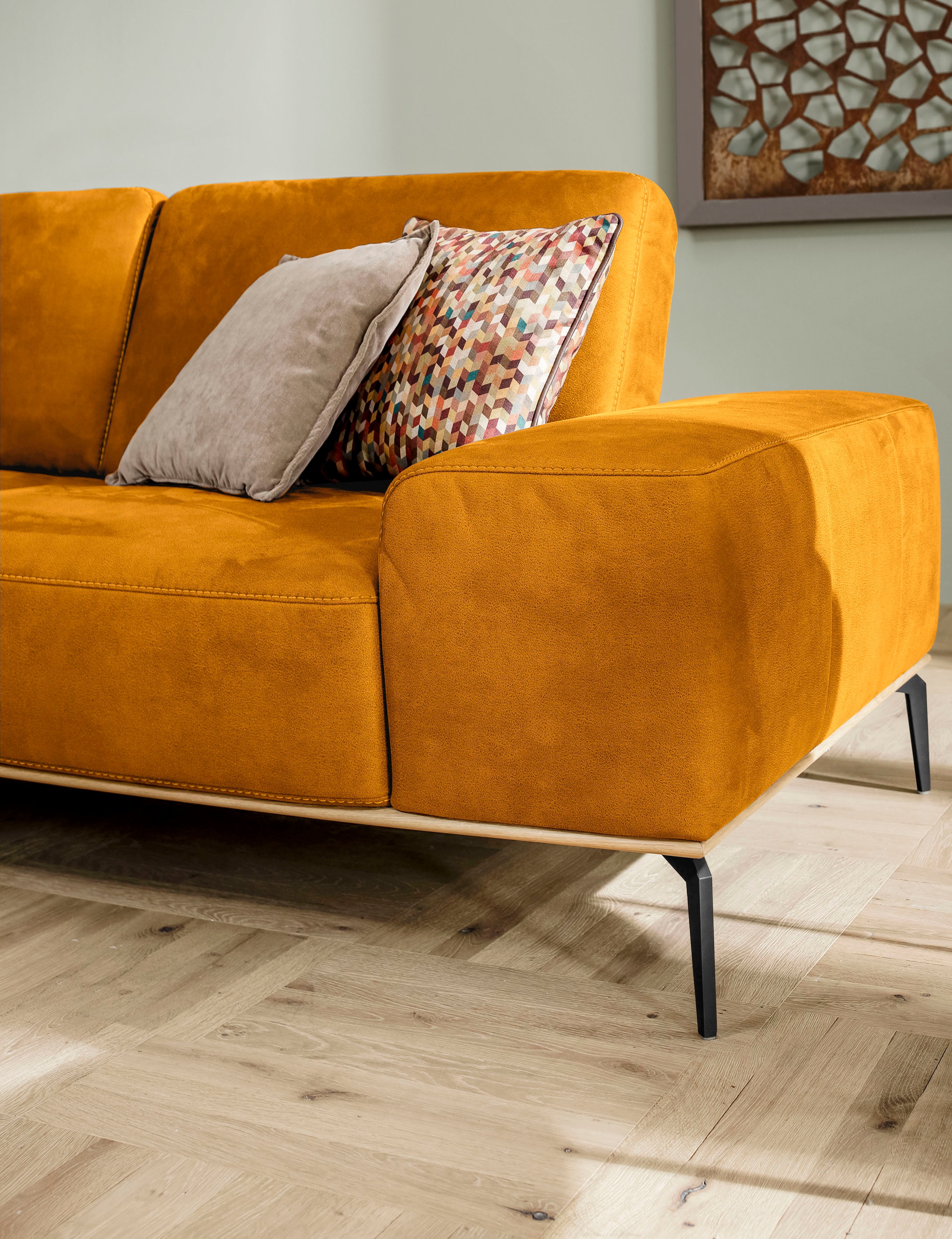 W.SCHILLIG Ecksofa »run, Designsofa mit tollem Sitzkomfort, bequem, L-Form«, mit Holzsockel, Füße in Schwarz pulverbeschichtet, Breite 319 cm