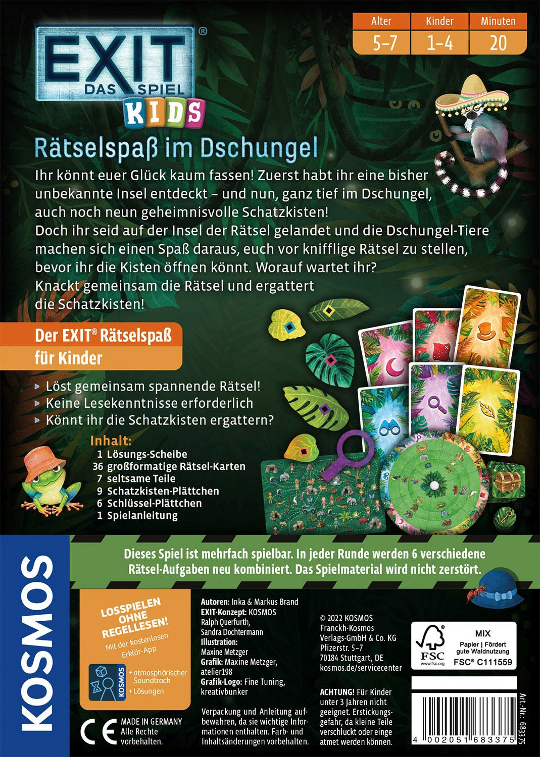 Kosmos Spiel »EXIT, Das Spiel Kids: Rätselspaß im Dschungel« Made in Germany