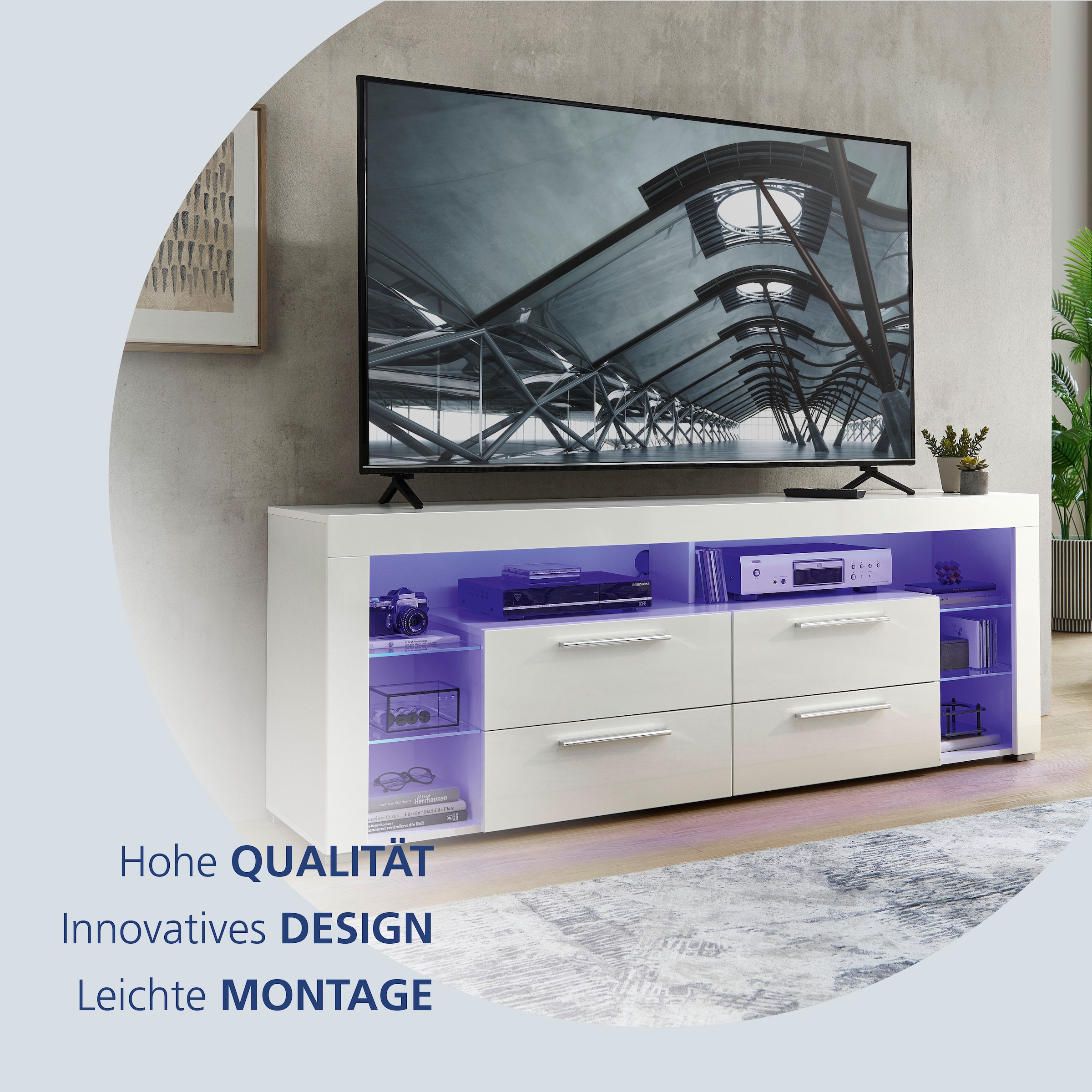 Stolkom TV-Schrank »Goal« 4 Schubkästen, 6 offenen Fächern, Stellmaß 179/66/44 cm