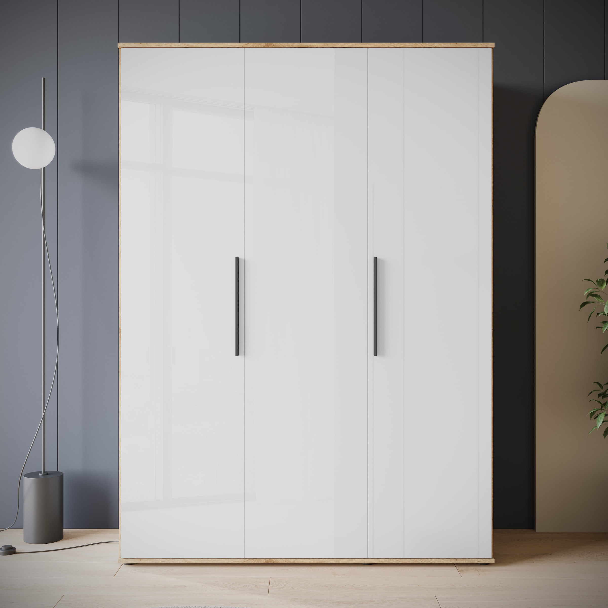 INOSIGN Kleiderschrank »LAGOS Wäscheschrank, Garderobe, schwarze Griffe, Made in Europe«, Moderner Drehtürenschrank, FSC-zertifiziert, Schlafzimmerschrank