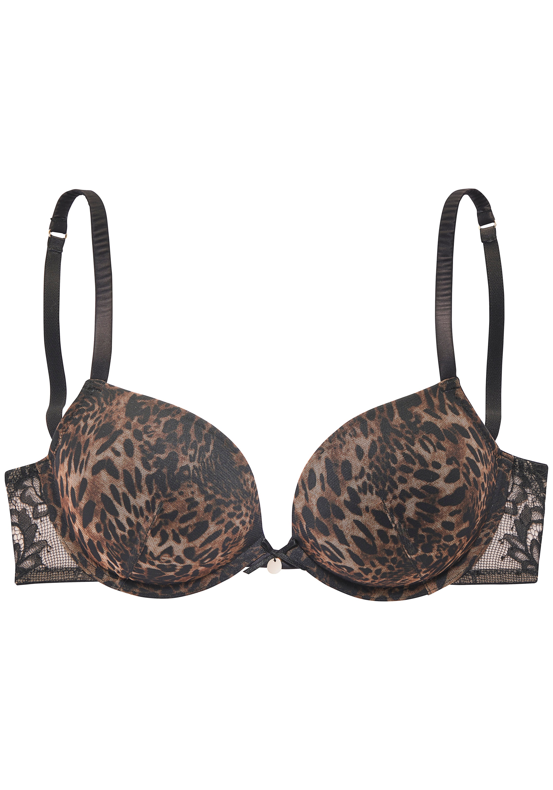 LASCANA Push-up-BH, mit Bügel aus modischem Leo-Mesh und Spitze, sexy Dessous, Reizwäsche