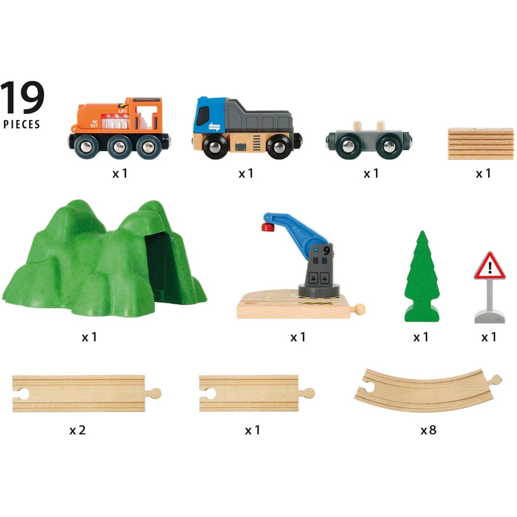 BRIO® Spielzeug-Eisenbahn »BRIO® WORLD, Starterset Güterzug mit Kran«, (Set)