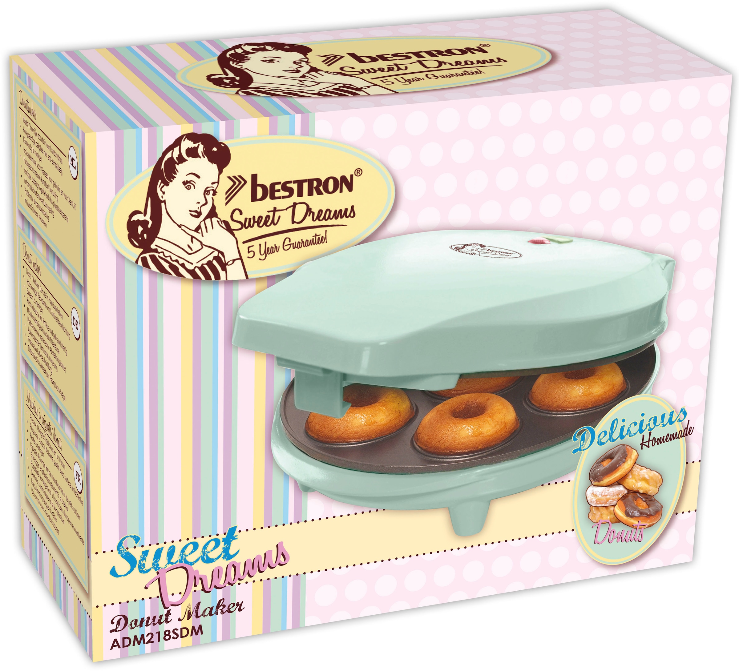 Farbe: Retro Sweet kaufen »ADM218SDM online W, Dreams«, Antihaftbeschichtung, bestron 700 Design, im Donut-Maker Mint