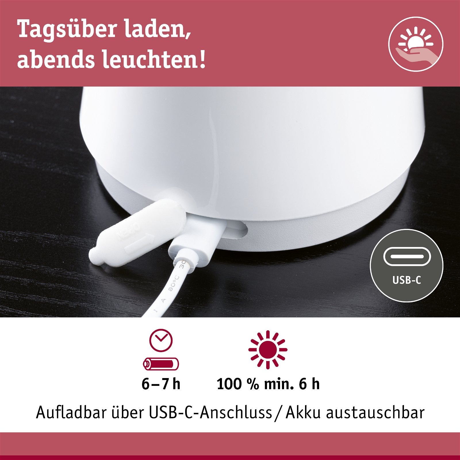 Paulmann LED Außen-Tischleuchte »Akkuleuchte Onzo dimmbar IP44«, 1 flammig