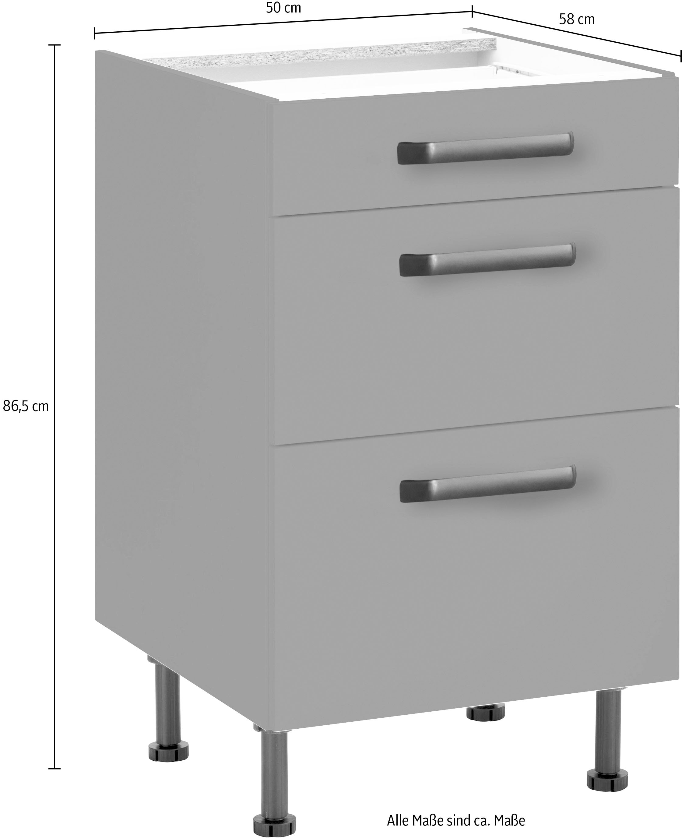 wiho Küchen Unterschrank »Simi«, Soft-Close-Funktion in Schubkästen und Auszügen, verstellbare Füße