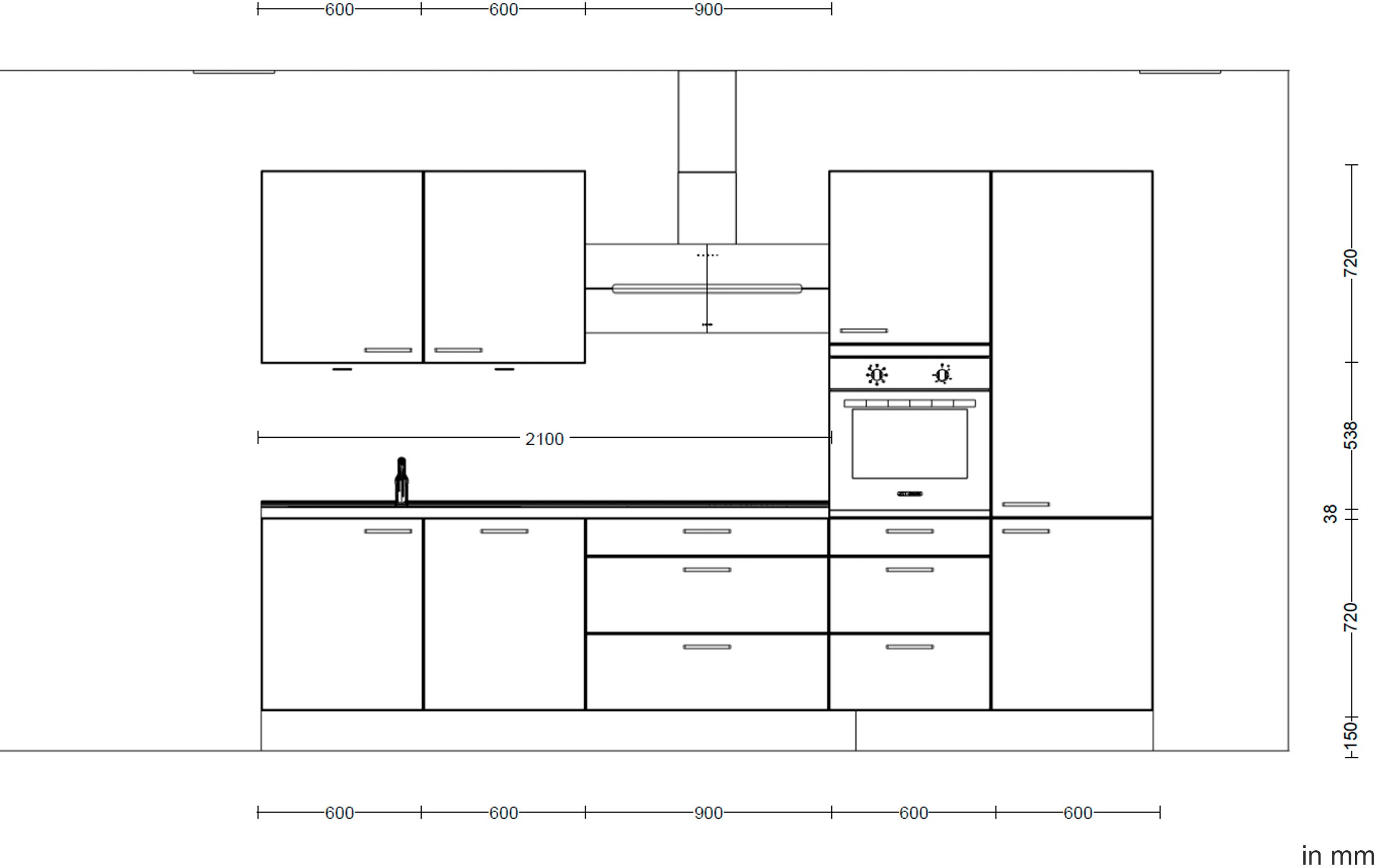 nobilia® Küchenzeile »"Structura II"«, vormontiert, Ausrichtung wählbar, Breite 330 cm, wahlw. mit E-Geräten