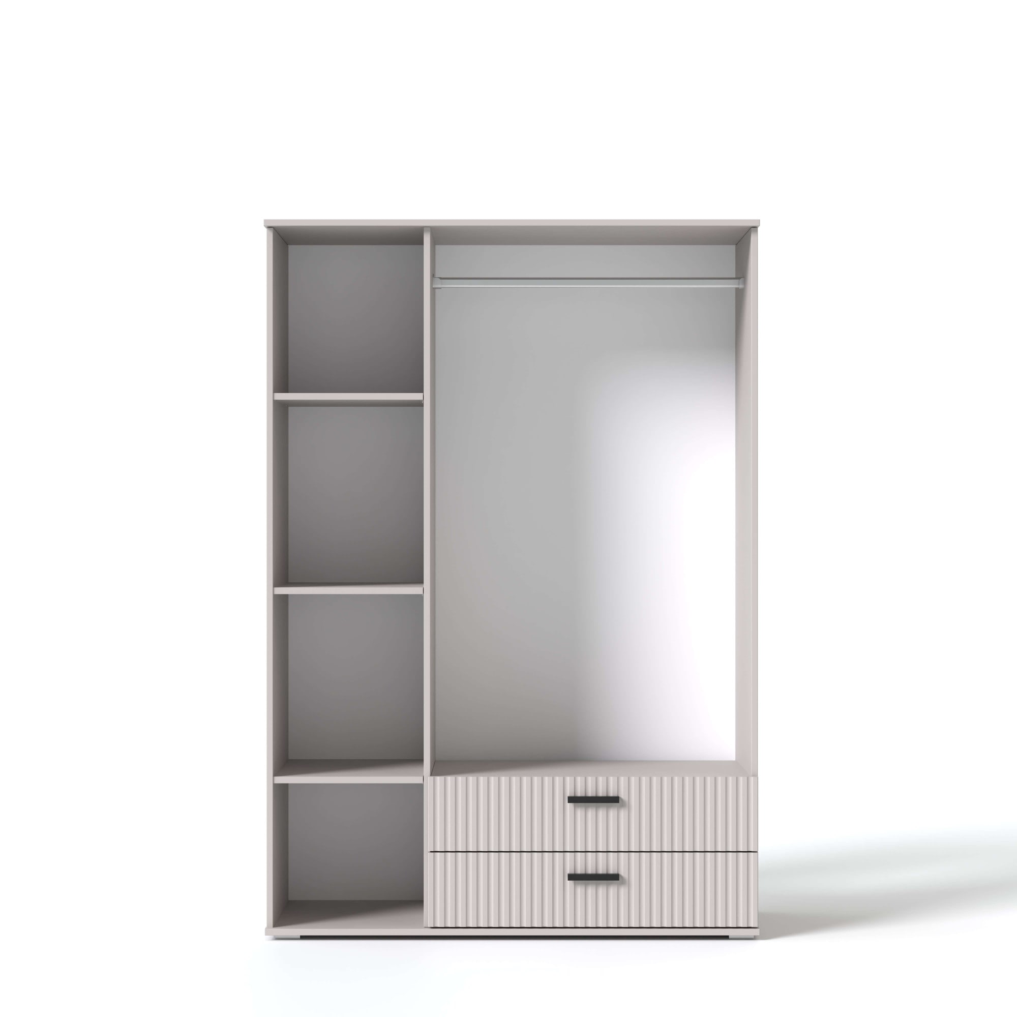 OTTO home Kleiderschrank »KOLLINE, modern mit viel Stauraum & geriffelter Struktur« H/B/T ca. 190/135/52cm,  Robuste Qualität, clevere Innenaufteilung & europäische Herstellung