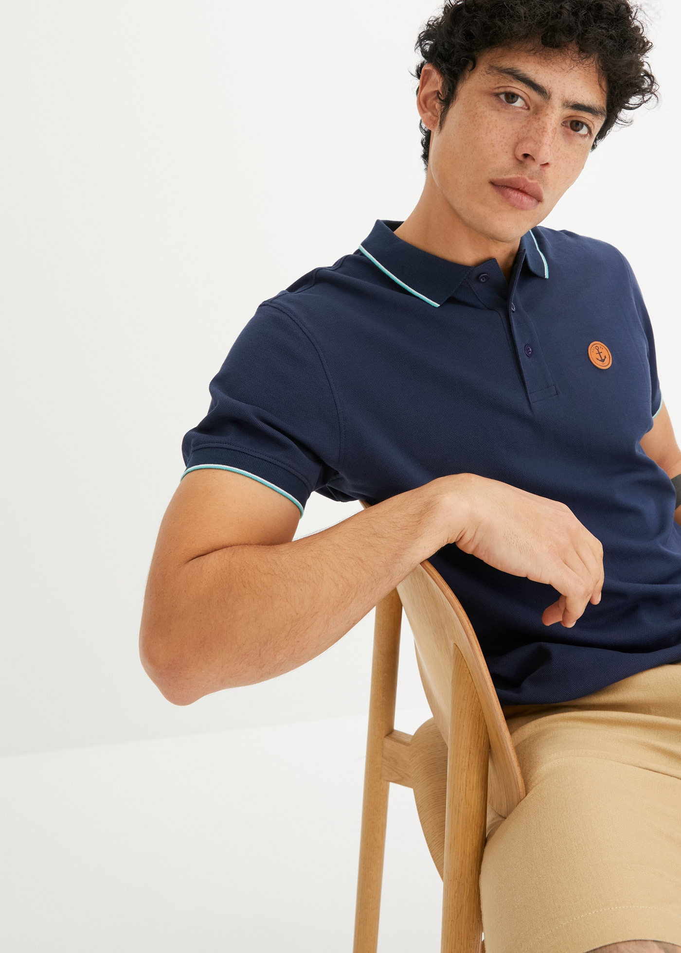 bonprix Poloshirt »Piqué-Poloshirt aus reiner Baumwolle« mit neonfarbenen Details