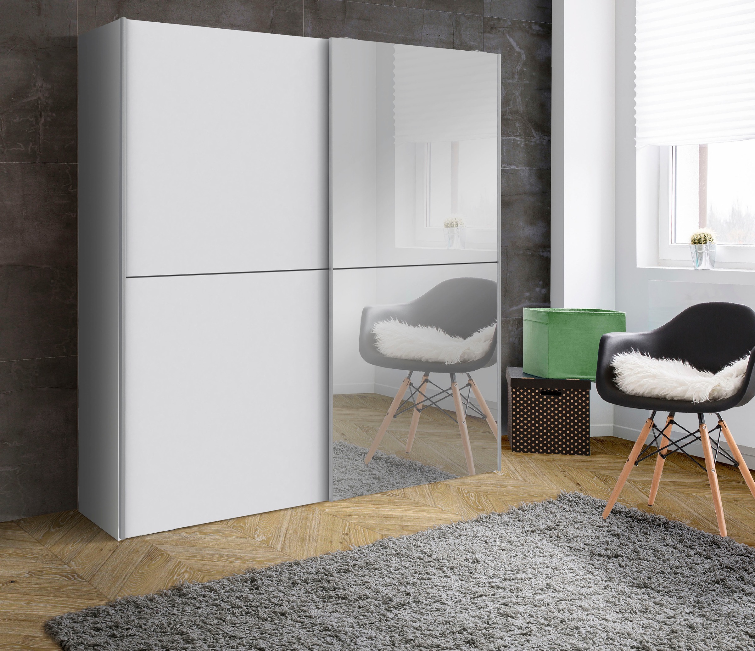 FORTE Schwebetürenschrank »"White Kiss", Made in Europe, ideal für kleine R günstig online kaufen