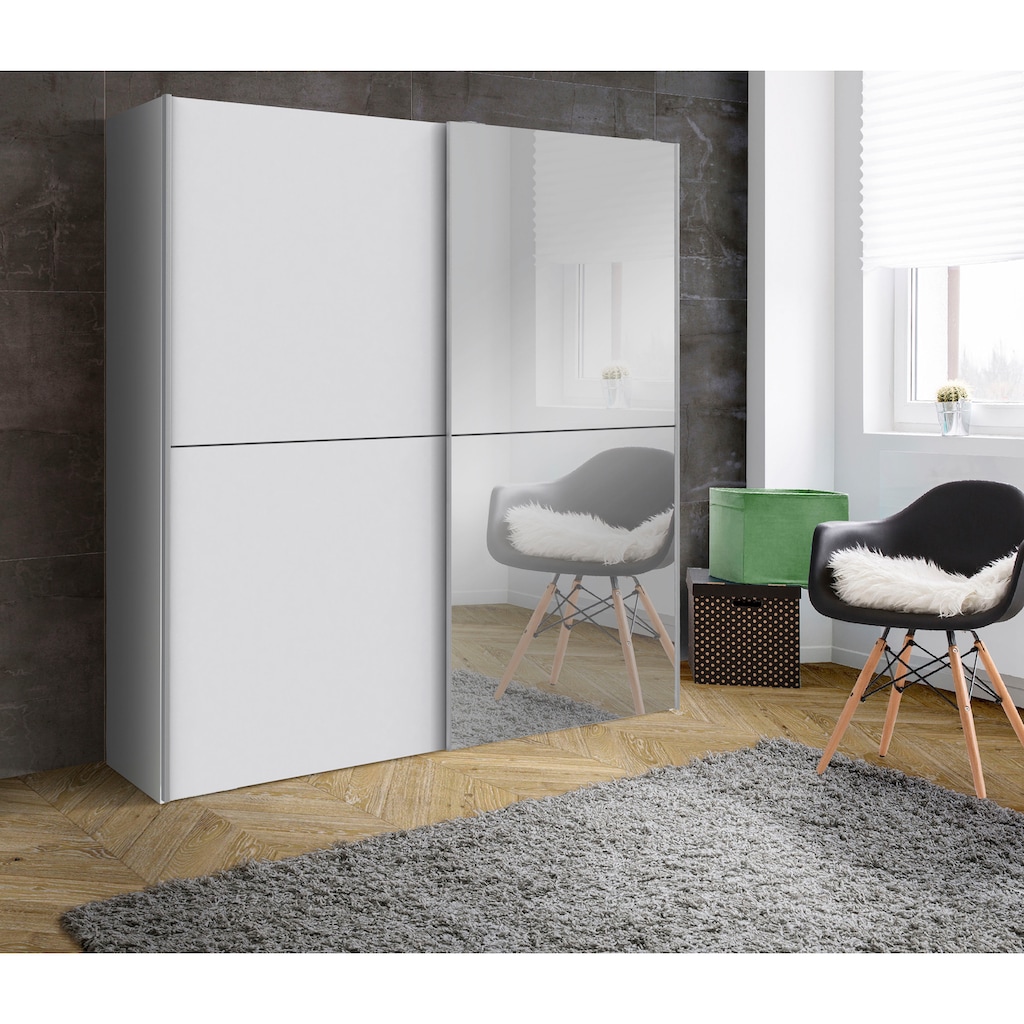 FORTE Schwebetürenschrank »"White Kiss", Made in Europe, ideal für kleine Räume«, mit Spiegel und 2 Schiebetüren