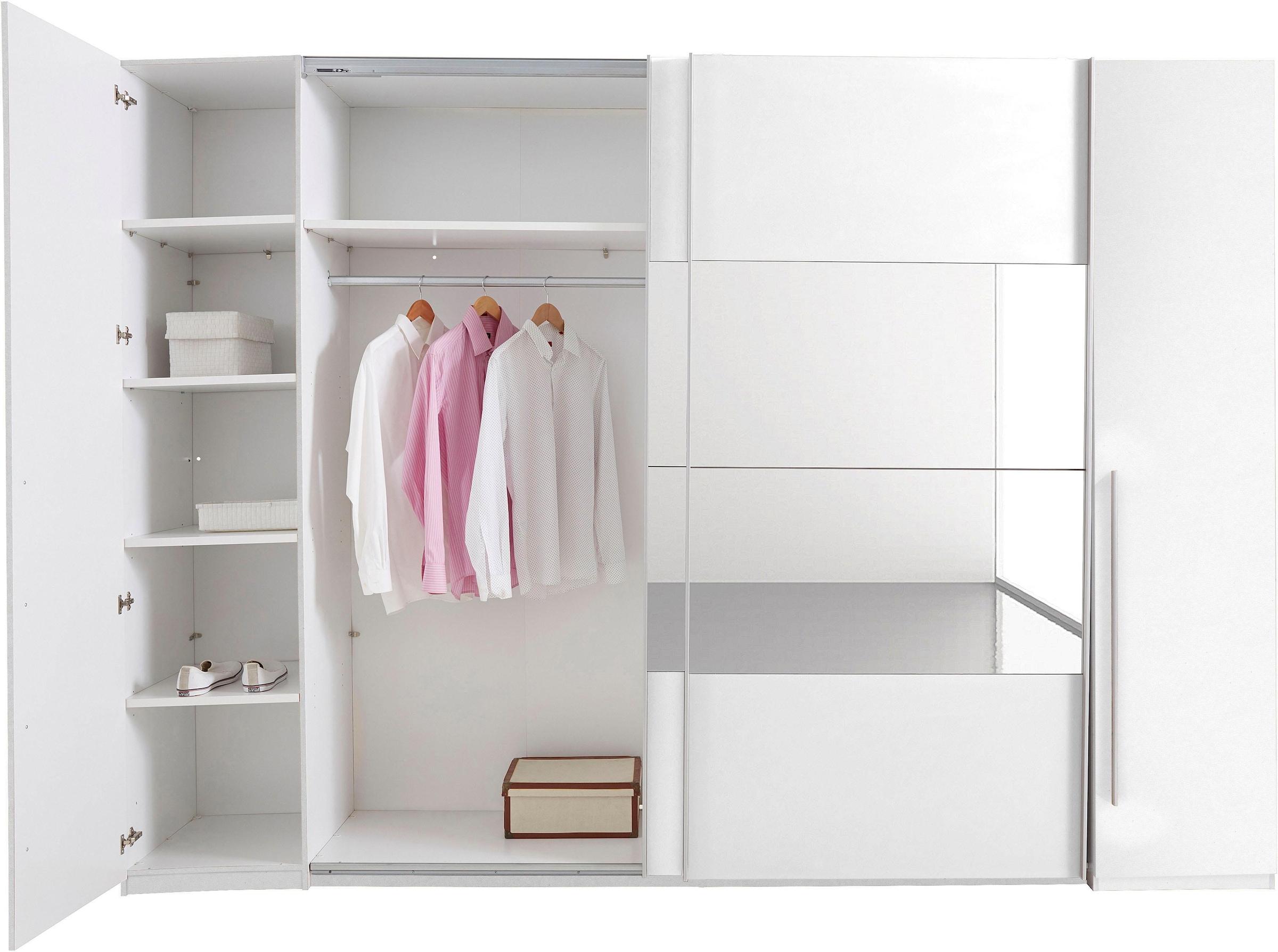 Schlafkontor Schwebetürenschrank »Kleiderschrank Drehtürenschrank Schrank Garderobe MEGA«, mit Dreh- und Schwebetüren und Spiegel, viele Böden