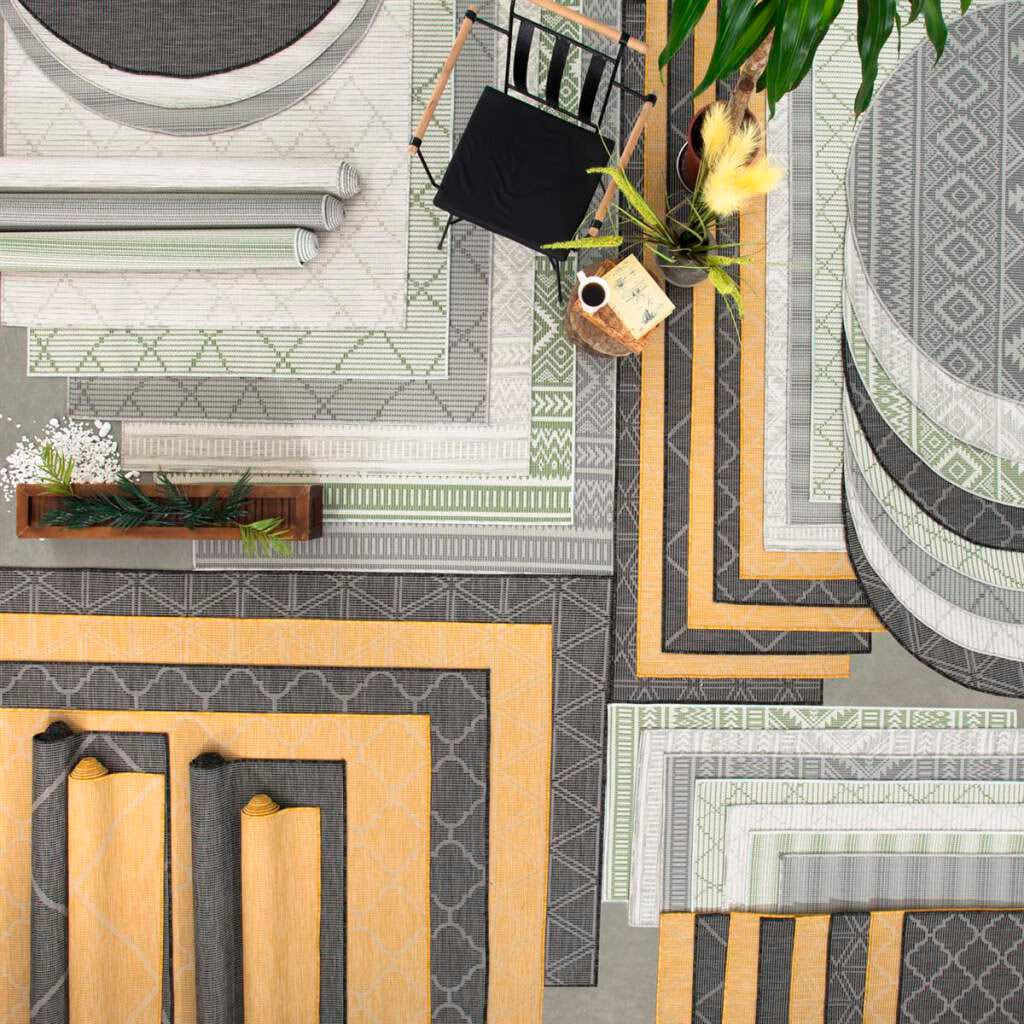 Carpet City online für Teppich gewebt UV-beständig, Balkon, rechteckig, Terrasse, Küche, Wetterfest »Palm«, kaufen flach 