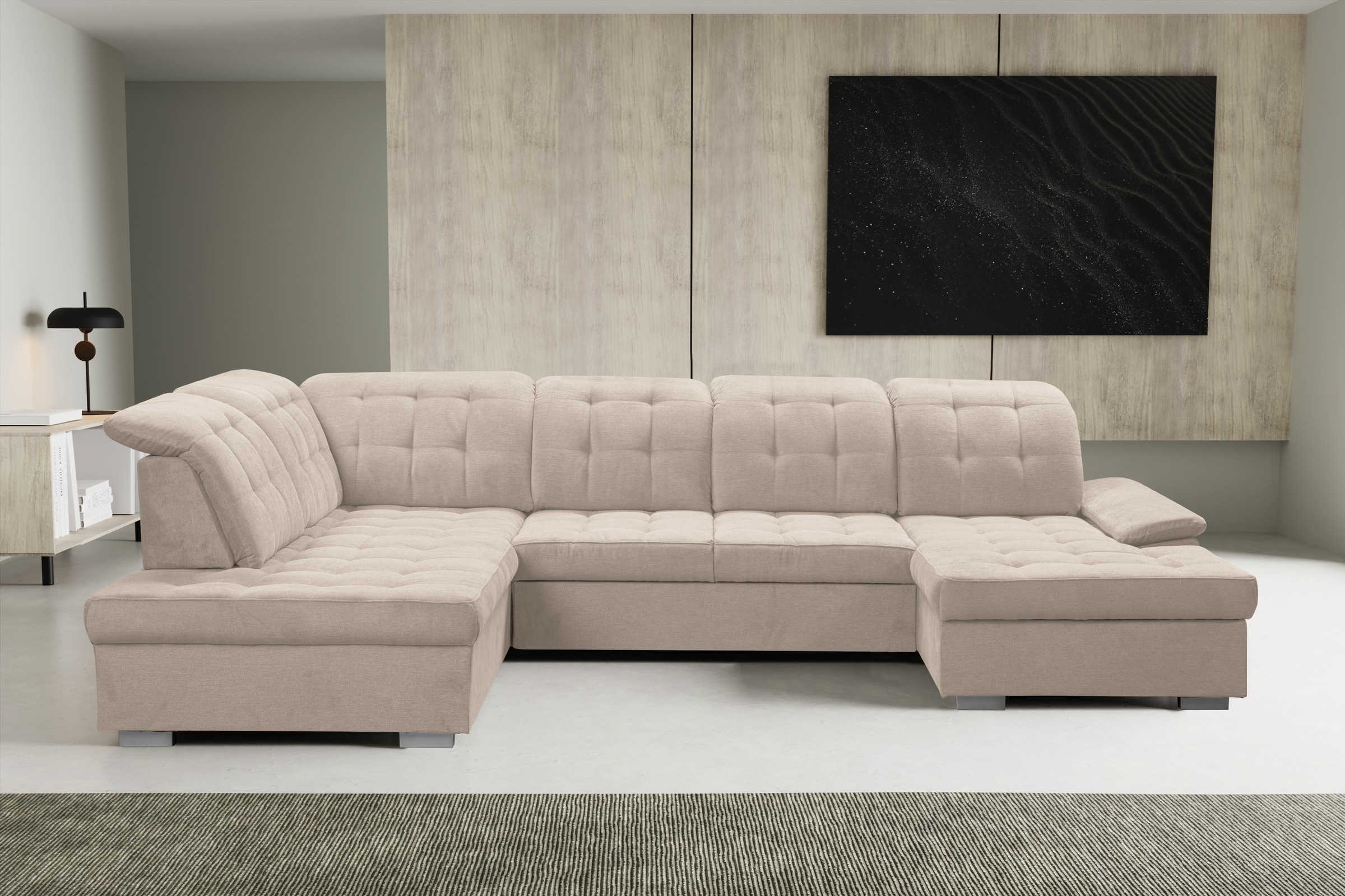 WERK2 Wohnlandschaft »Kordula-New U-Form«, Sofa in U-Form mit Schlaffunktio günstig online kaufen