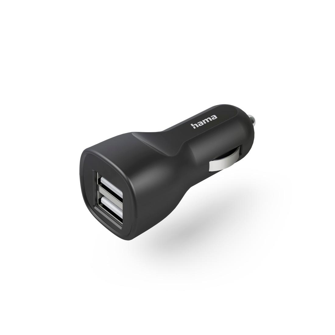Hama USB-Ladegerät »Auto-Ladegerät mit 2x USB-A-Buchse, 12 W, Schwarz«