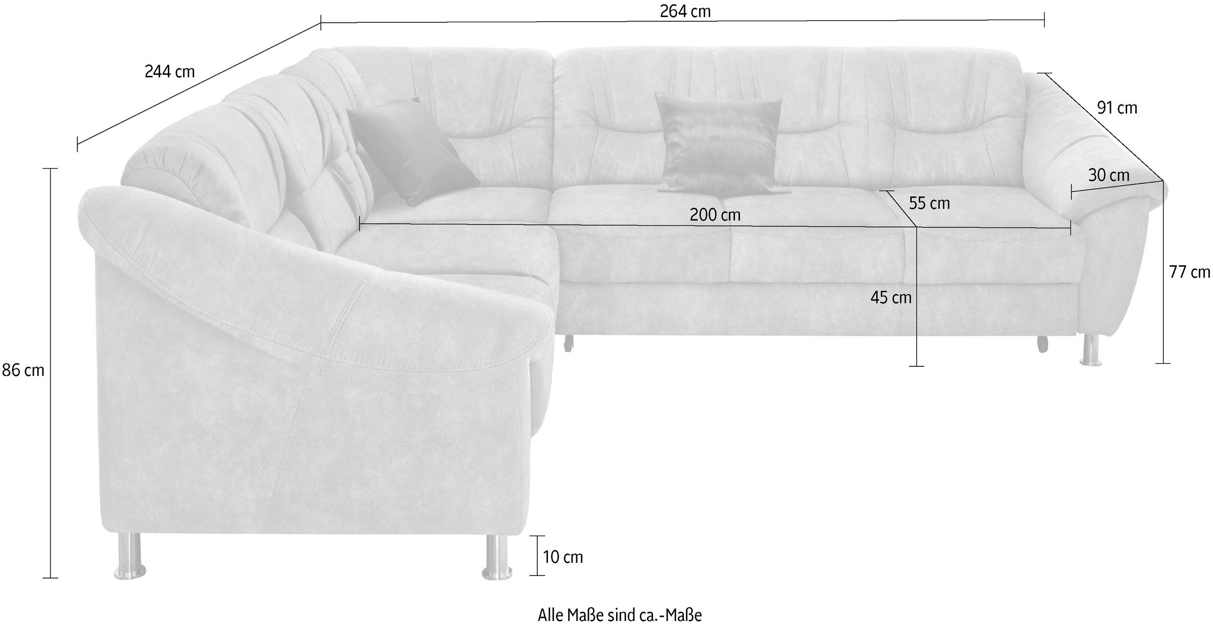 sit&more Ecksofa »Salsa L-Form«, mit Federkern, wahlweise mit Bettfunktion