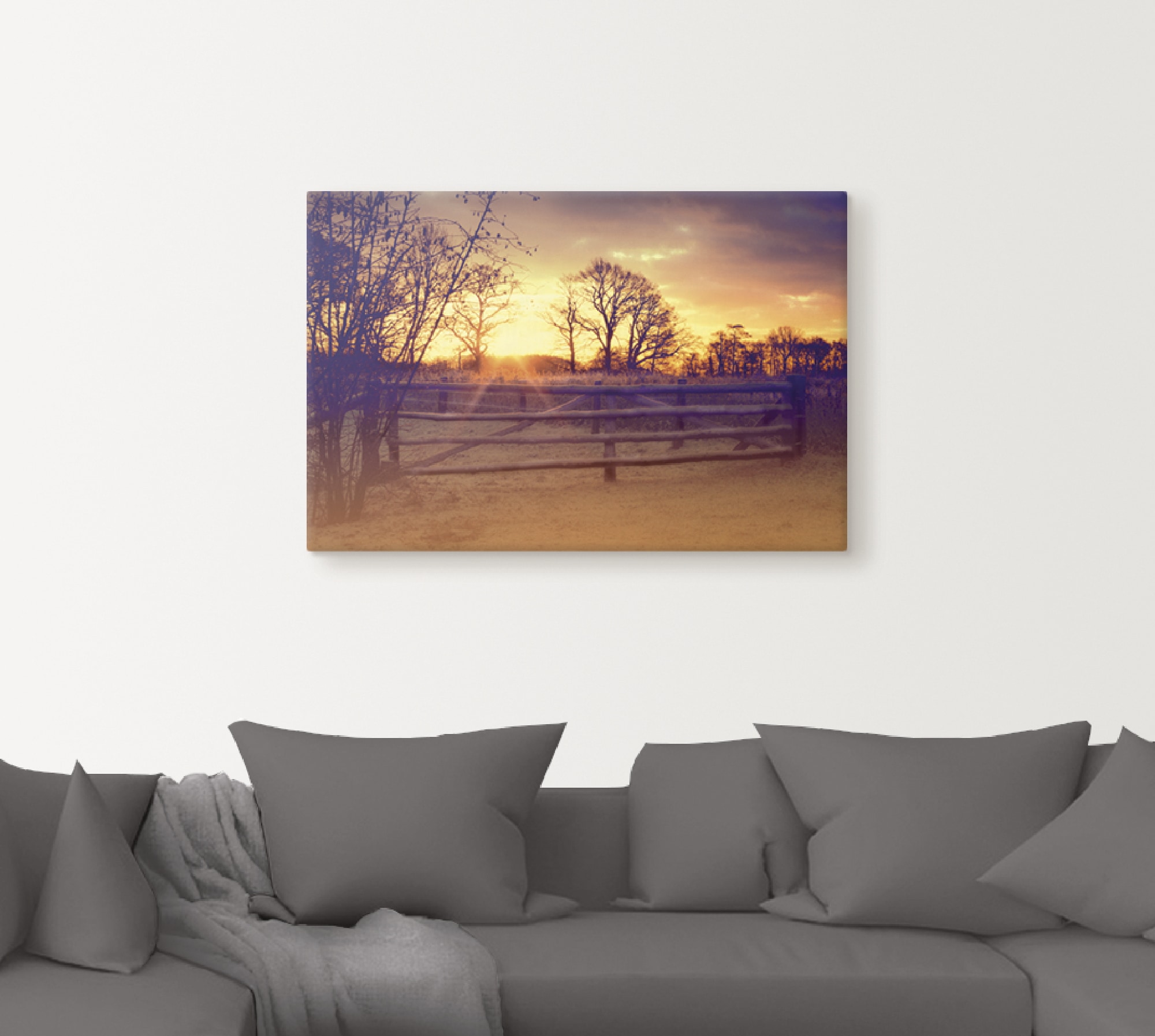 Artland Leinwandbild »Sonnenaufgang im Februar«, Sonnenaufgang & -untergang, (1 St.), auf Keilrahmen gespannt