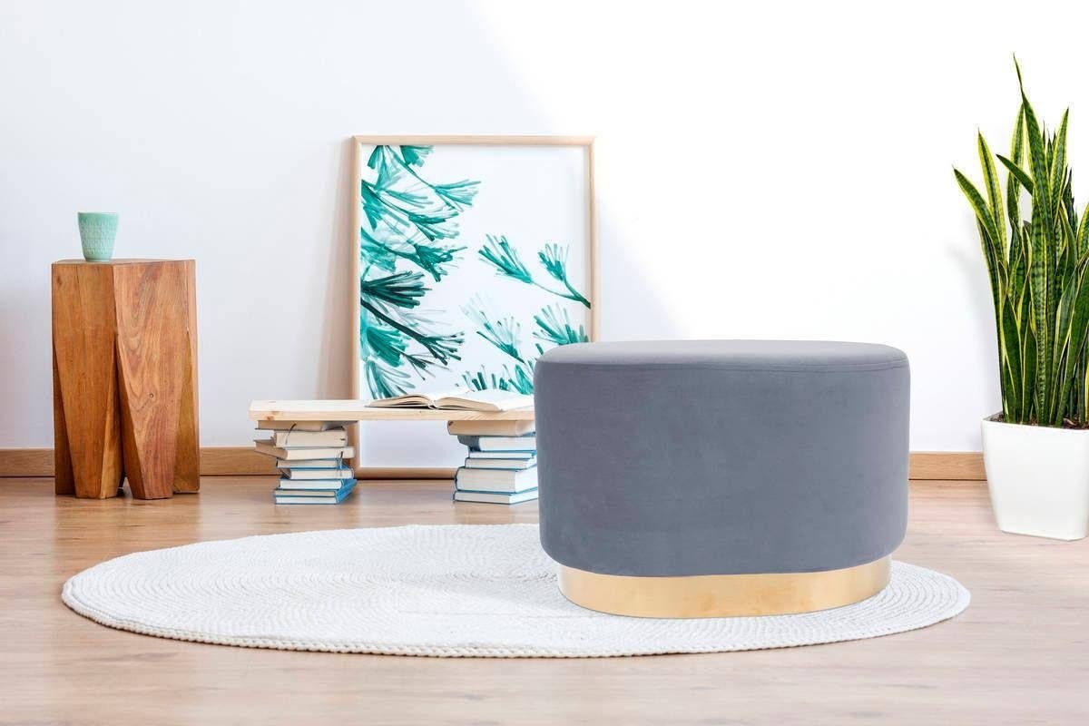 Kayoom Hocker »Nano 410, Hocker in stilvollem Design, ovale Form, mit Fuß aus Metall«, (1 St.), Gold Akzente, Bequem, Modern, mit pflegeleichtem Stoffbezug