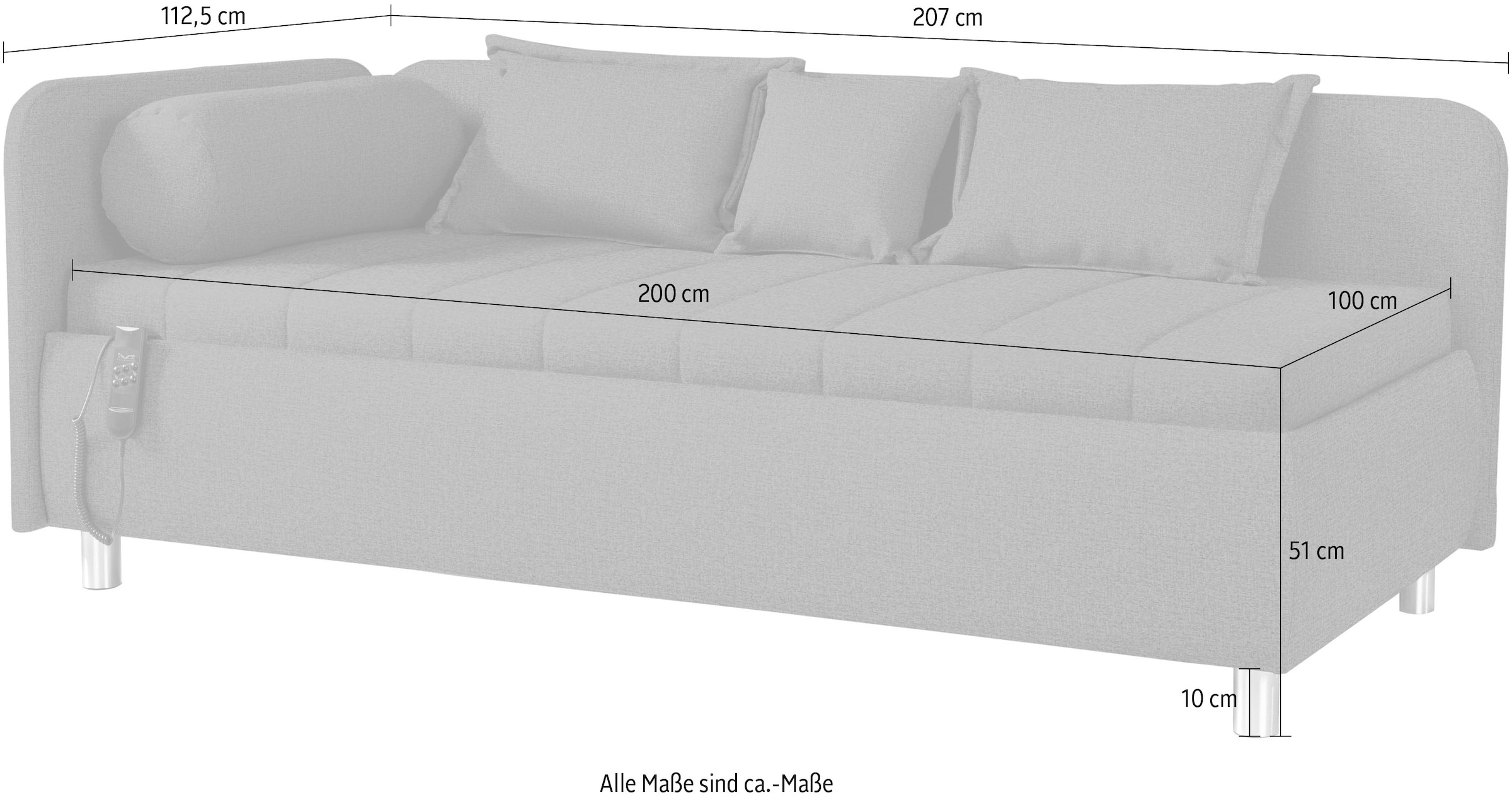 alina Schlafsofa »Kiana«, Liegefläche 90/200 cm oder 100/200 cm, Bettkasten, Zierkissen-Set