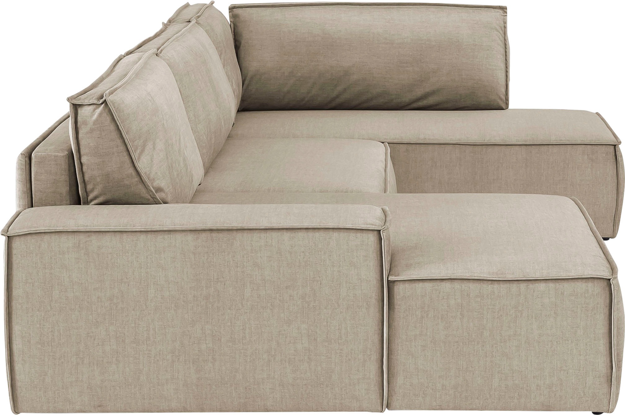 Home affaire Wohnlandschaft »SHERWOOD 329 cm, U-Form, Schlafsofa,«, Schlaffunktion m. Bettkasten (194x139 cm), Cord, Vintage, Samtvelours