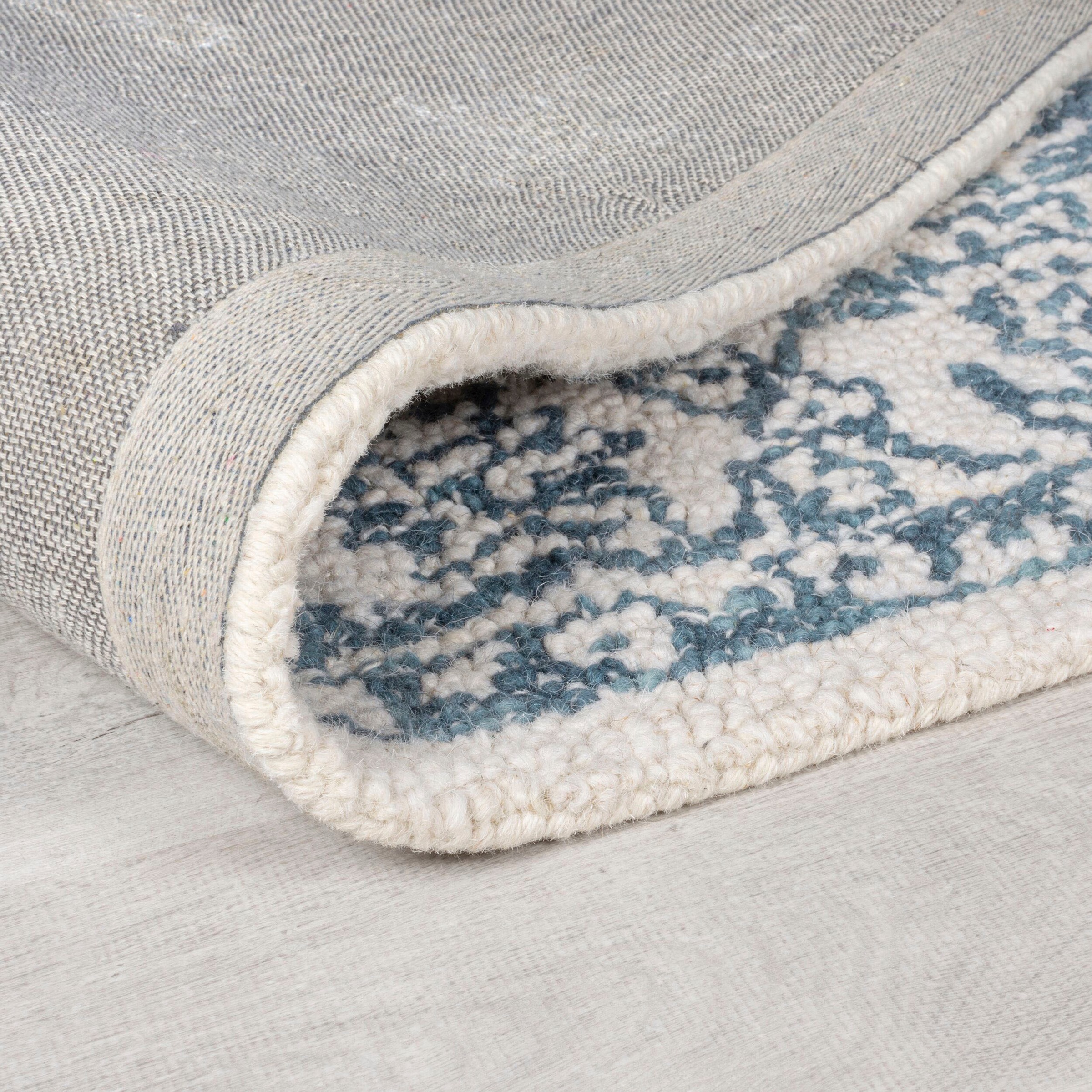 FLAIR RUGS Wollteppich »Yasmin mit Blumenmuster«, rechteckig, 10 mm Höhe, Handgearbeitet
