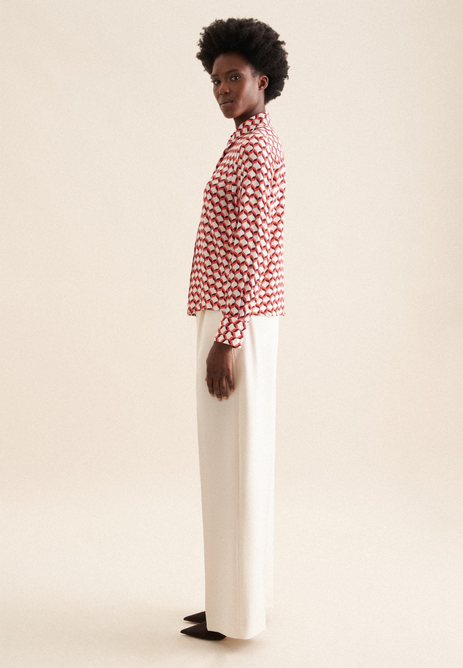 seidensticker Hemdbluse »Schwarze Rose« Langarm Kragen Geometrische Muster