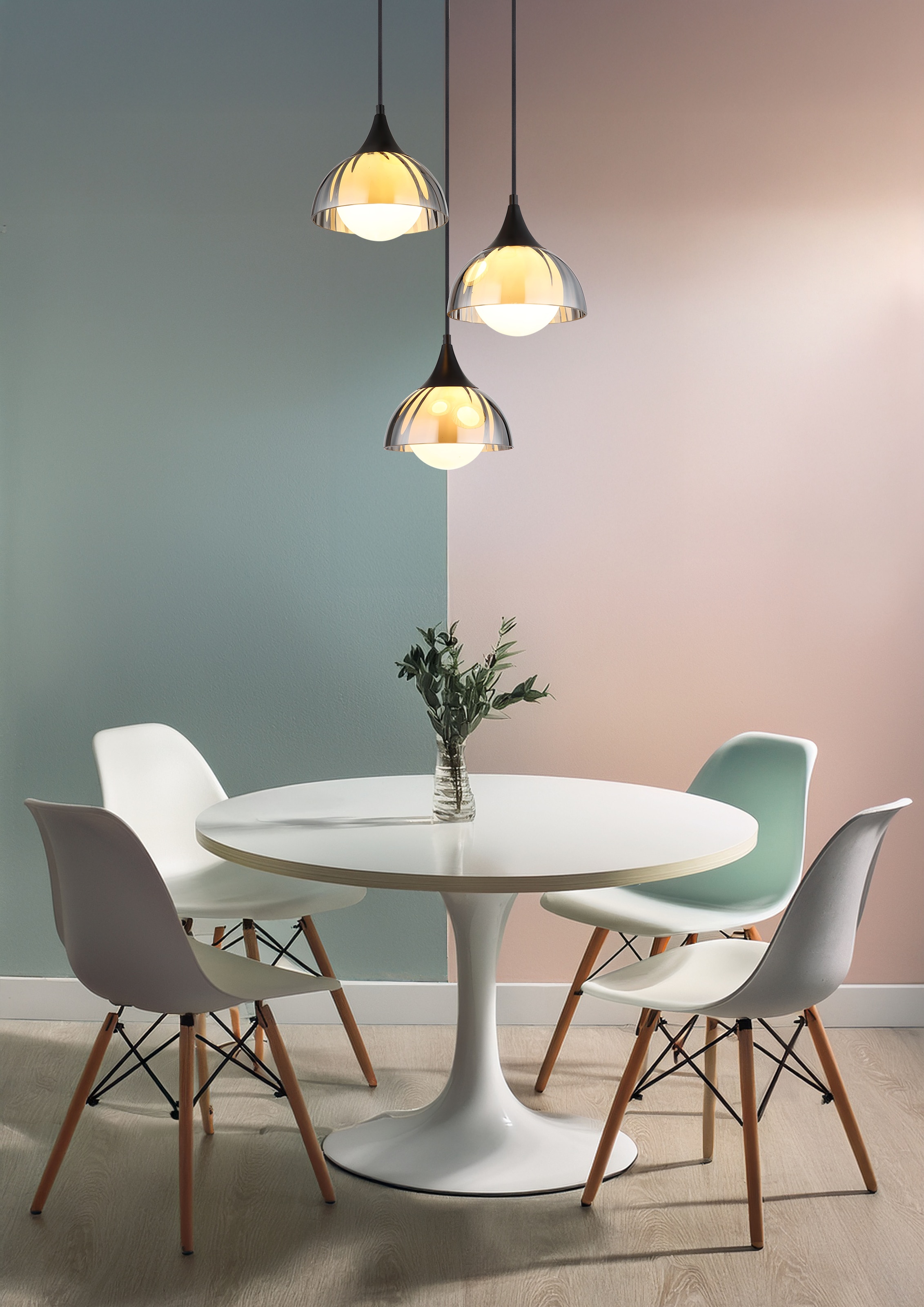 NOWA Pendelleuchte »EVA«, 3 flammig, Leuchtmittel G9 | ohne Leuchtmittel, Glas, Glaskugel opal, Hängeleuchte, Wohnzimmer, Esstisch