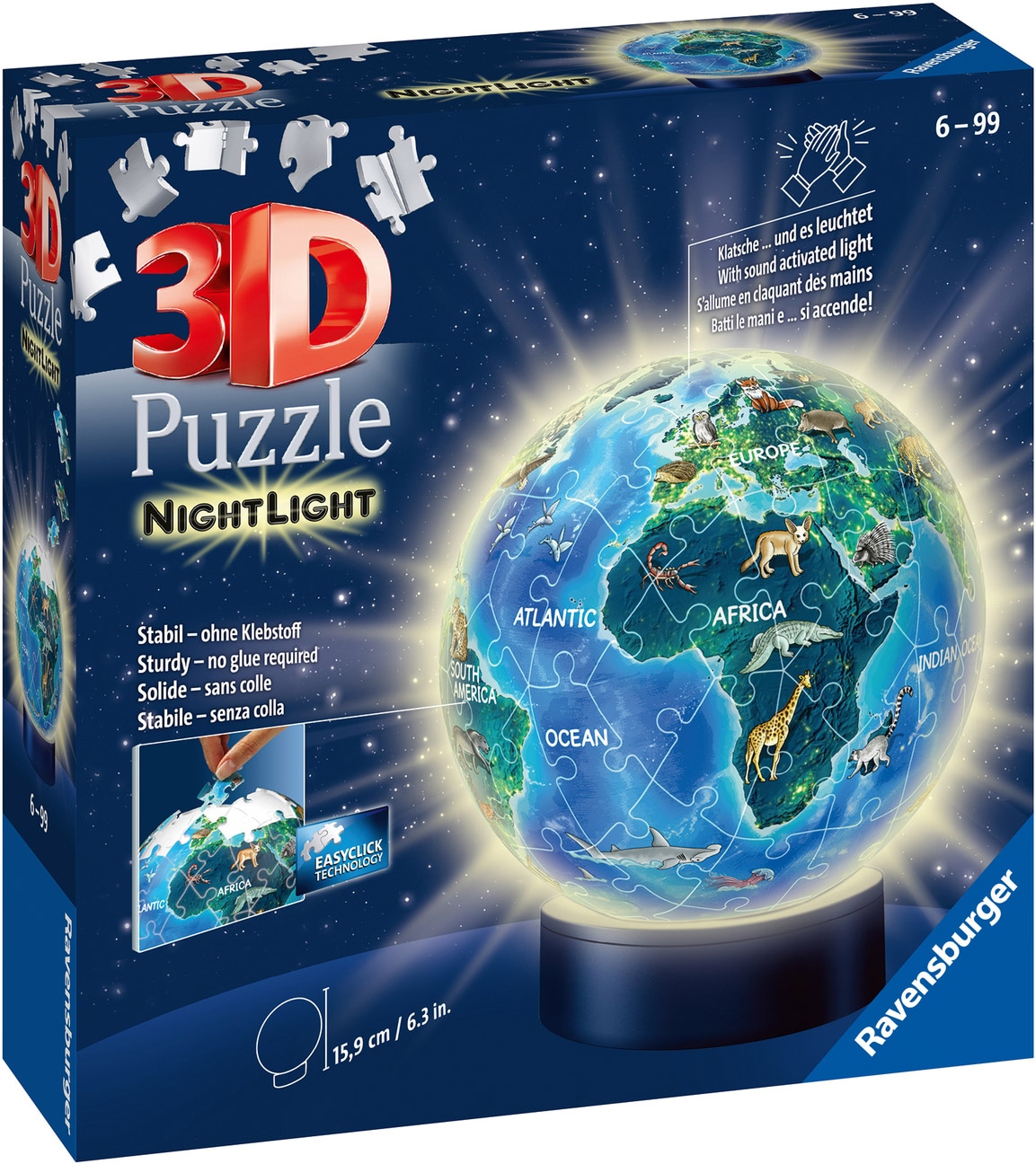 Ravensburger Puzzleball »Nachtlicht Erde bei Nacht«, mit Leuchtsockel inkl. LEDs