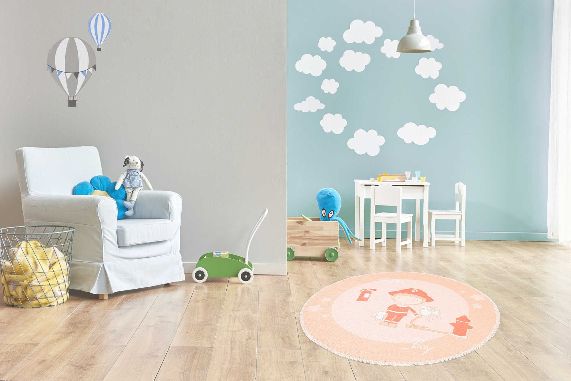 Arte Espina Kinderteppich »Bambini 100«, rund, 5 mm Höhe, Fantasievoll bedruckter Kinderteppich, angenehme Haptik