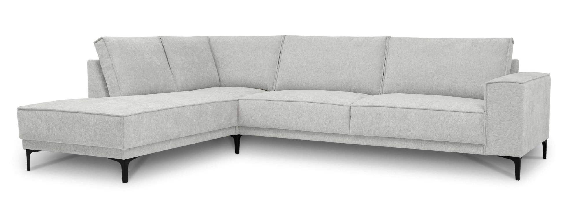 Places of Style Ecksofa »Polsterecke Oland, Struktur, Flachgewebe, Luxus-Microfaser, Boucle«, L-Form, 289 cm, Wellenunterfederung, Skandi-Design, Metallfüße