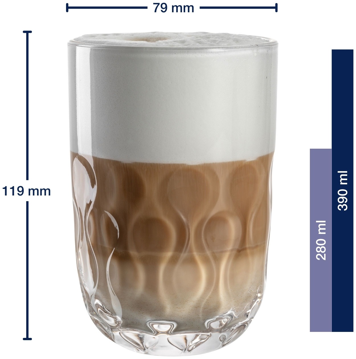 LEONARDO Latte-Macchiato-Glas »GOCCE, 380 ml, 6er-Set«, (Set, 6 tlg.), 2. Variante, mit Tropfenrelief