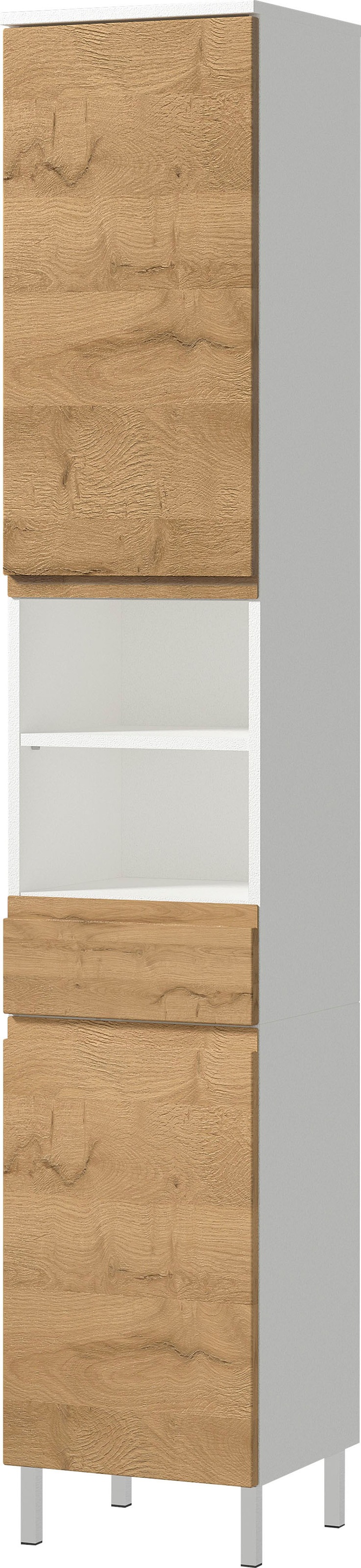 GERMANIA Badmöbel-Set »Torrance«, (3 St.), Waschbecken-Unterschrank, Spiegelschrank mit Beleuchtung, Hochschrank
