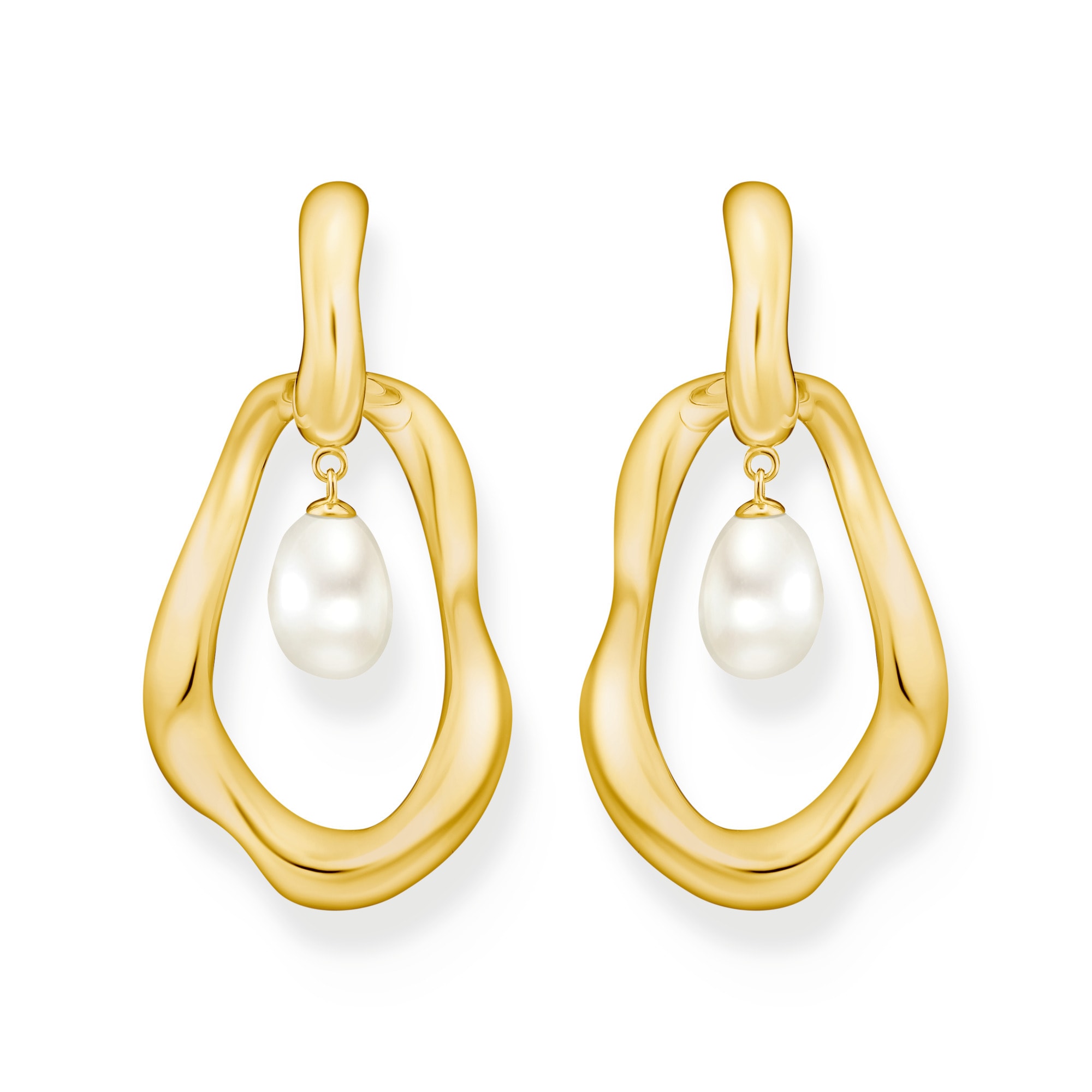 THOMAS SABO Paar Creolen »Natural Beauty Statement-Creolen mit Anhänger, Bold Elegance«, mit Süßwasserzuchtperle