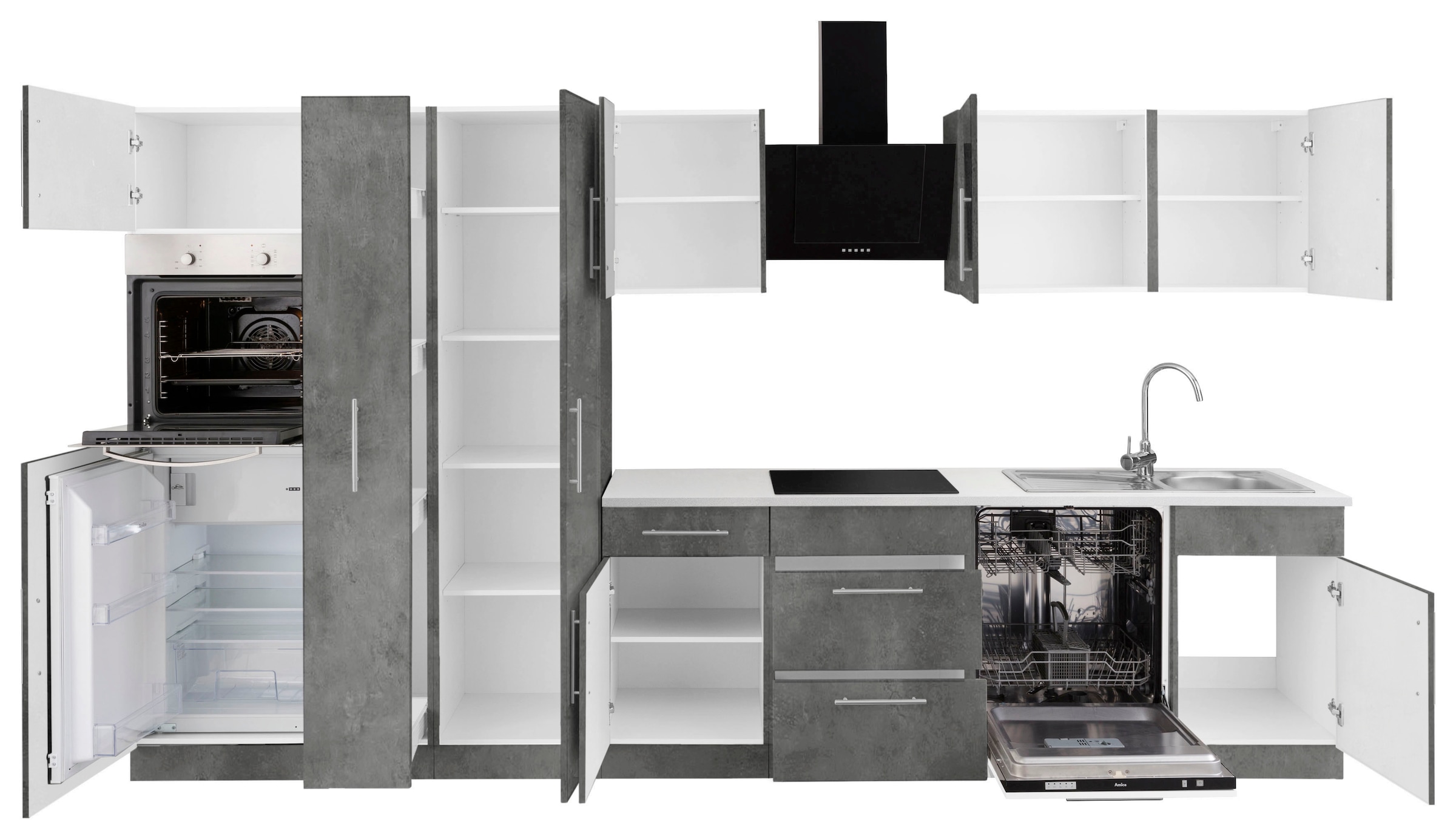 wiho Küchen Küchenzeile Breite online Metallgriffen E-Geräten, 360 bestellen cm mit mit »Cali«