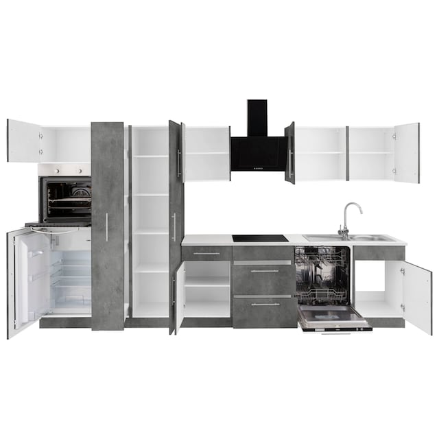 wiho Küchen Küchenzeile »Cali«, mit E-Geräten, Breite 360 cm mit  Metallgriffen online bestellen