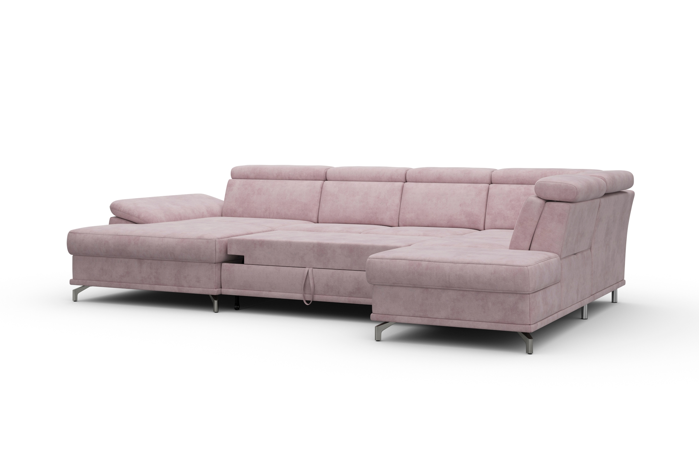 sit&more Wohnlandschaft »Cabrio U-Form, mit Sitztiefenverstellung, Arm- und Kopfteilverstellung«, 3 Nierenkissen, Federkern, optional Bettfunktion und Stauraum