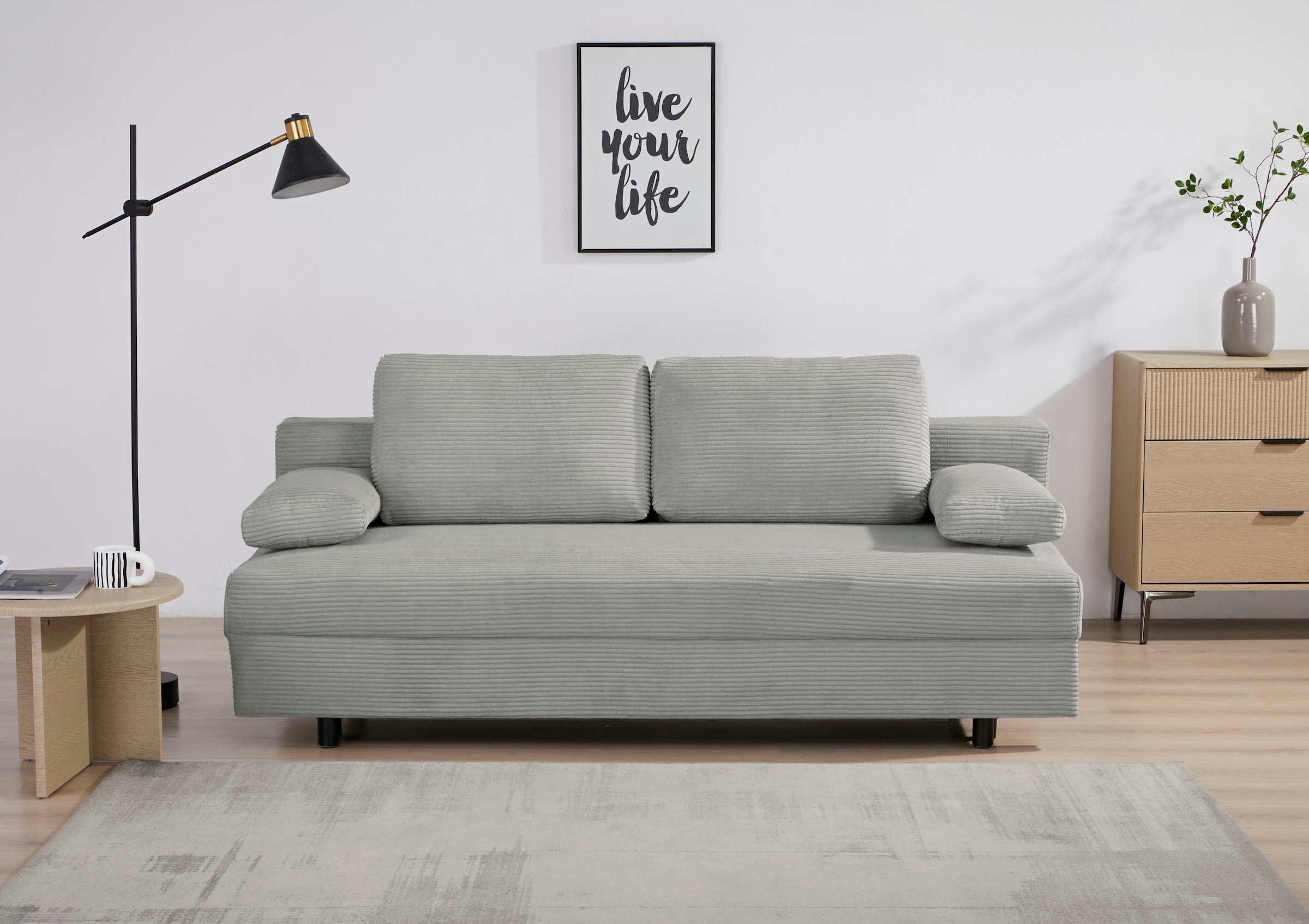 OTTO home Schlafsofa »ONNIKO Cord, Breite: 192 cm, Liegefläche 121x192 cm, softer Cord-Bezug« mit Bettfunktion & Bettkasten