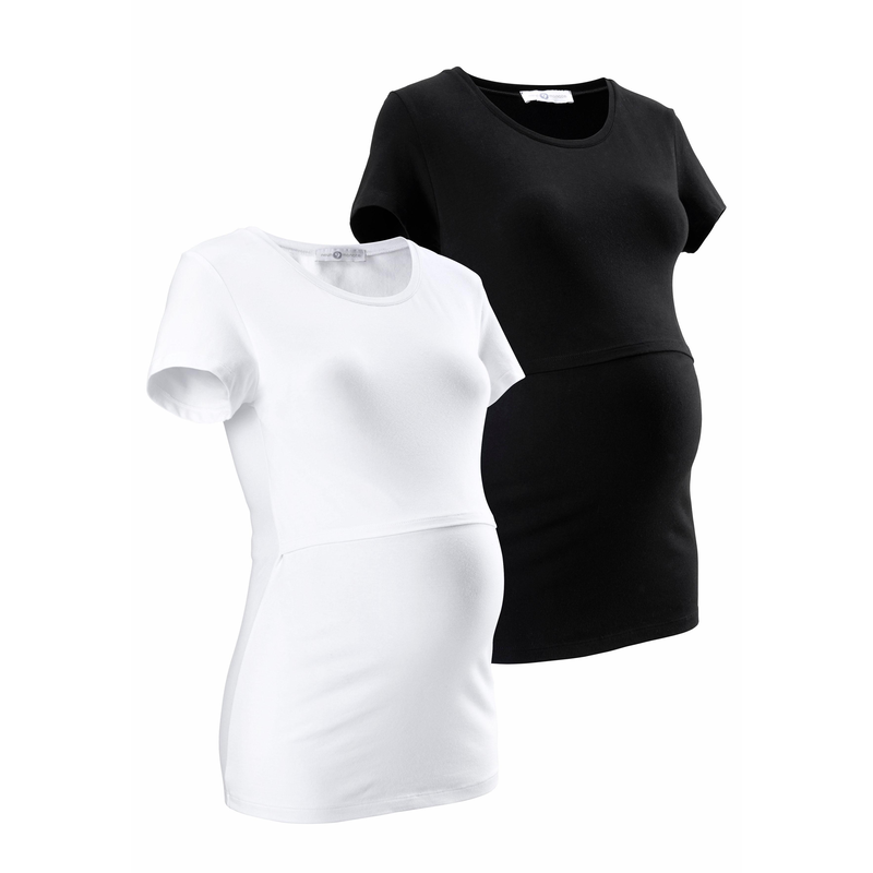 NEUN MONATE Umstandsshirt », 2er Pack T-Shirts für Schwangerschaft und Stillzeit« Packung, 2 Stk. tlg. kurzärmelig, figurbetonte Passform,...