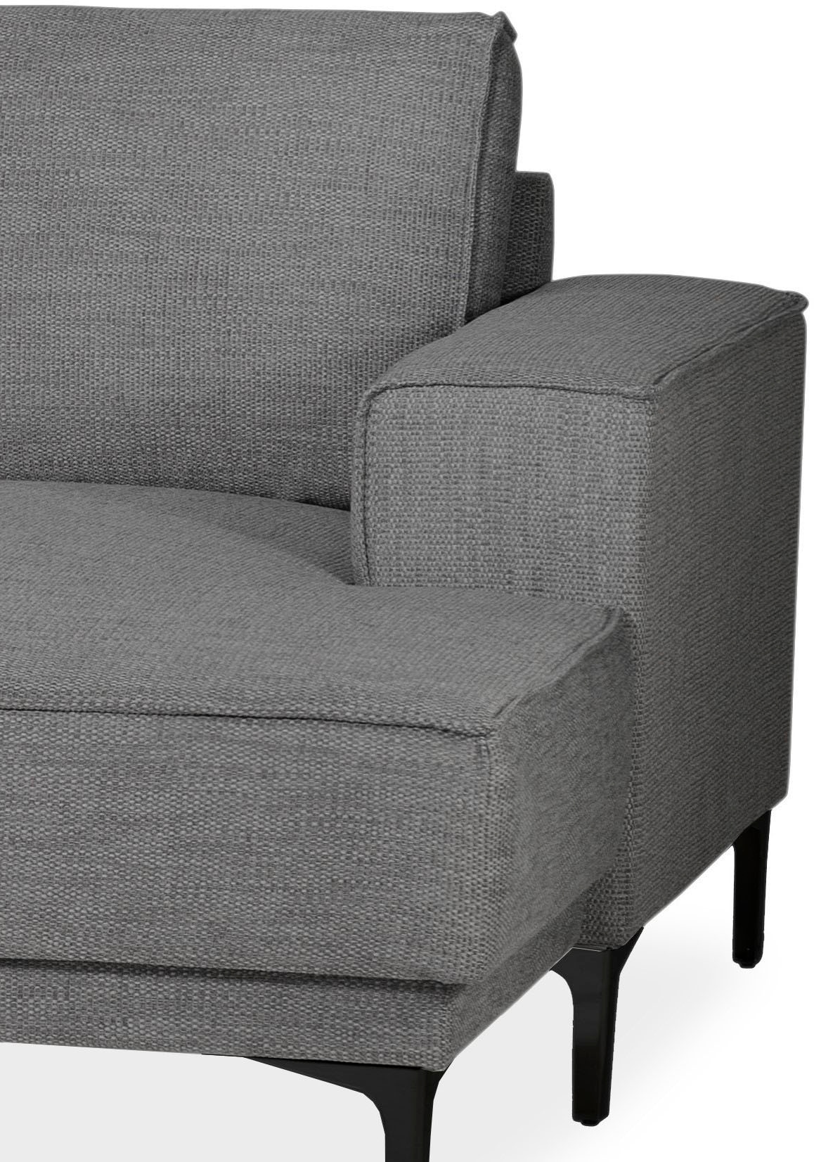 Places of Style Wohnlandschaft »XXL Sofa Oland, Struktur, Flachgewebe, Luxus-Microfaser, Boucle«, U-Form, 345 cm, Wellenunterfederung, Skandi-Design, Metallfüße