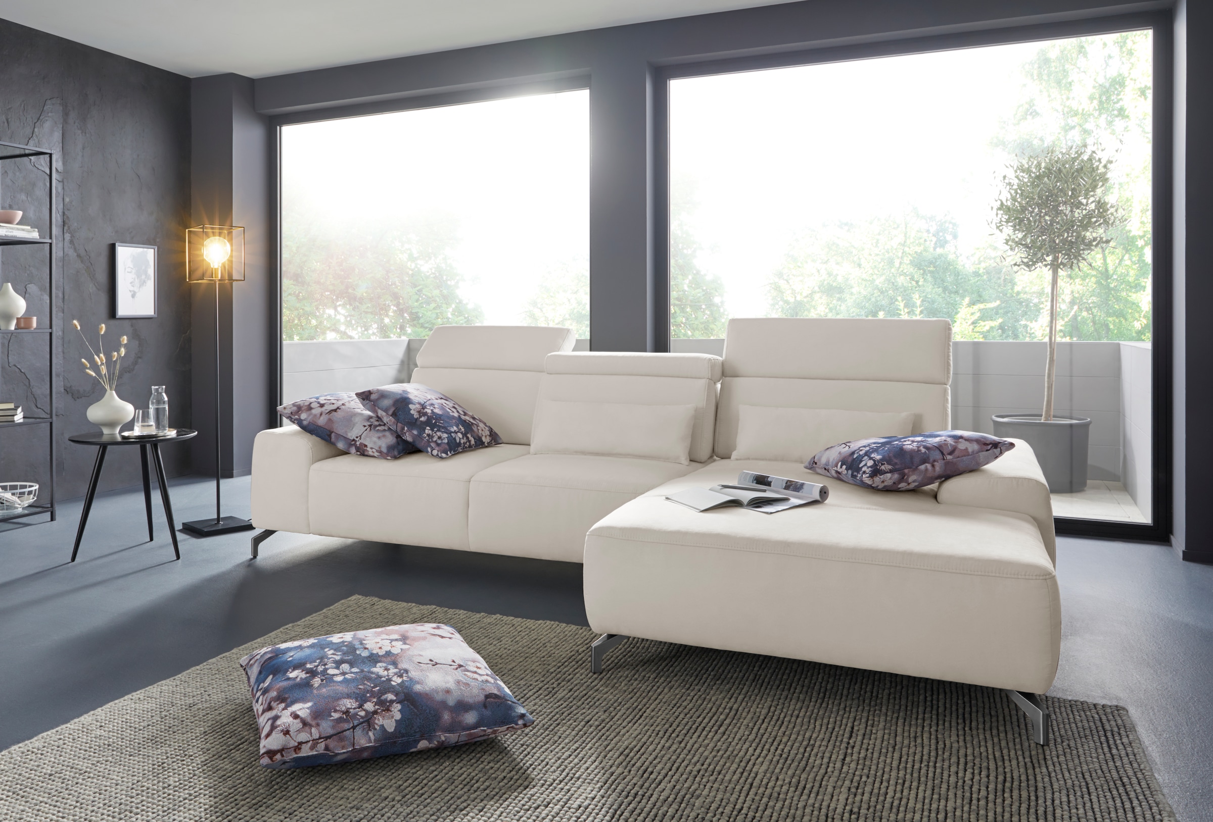sit&more Ecksofa »Gizeh L-Form«, Fußhöhe 12 cm, inklusive Sitztiefenverstellung und Kopfteilverstellung