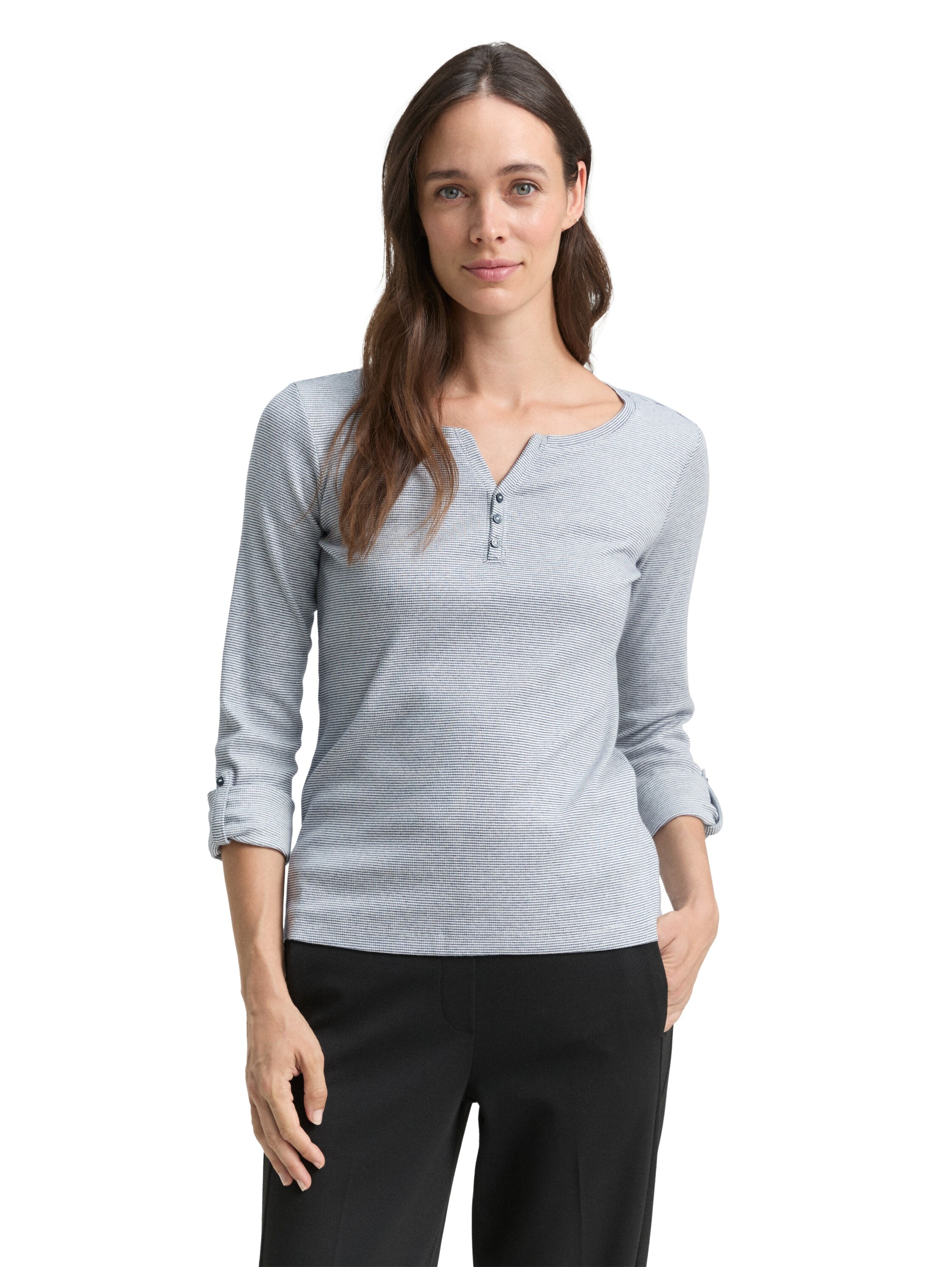 TOM TAILOR Langarmshirt mit Henley-Ausschnitt