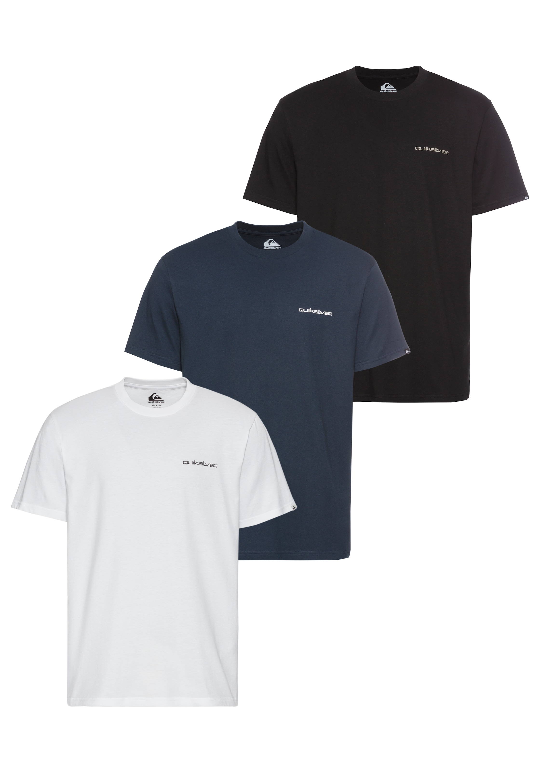 QUIKSILVER T-Shirt »OMNI QS SHORT SLEEVE TEE PACK3 YM« Spar-Set, 3 Stk. tlg. Basic T-Shirt mit Logo weiß + schwarz + blau 3XL 3XL T-Shirt 3er Pack...